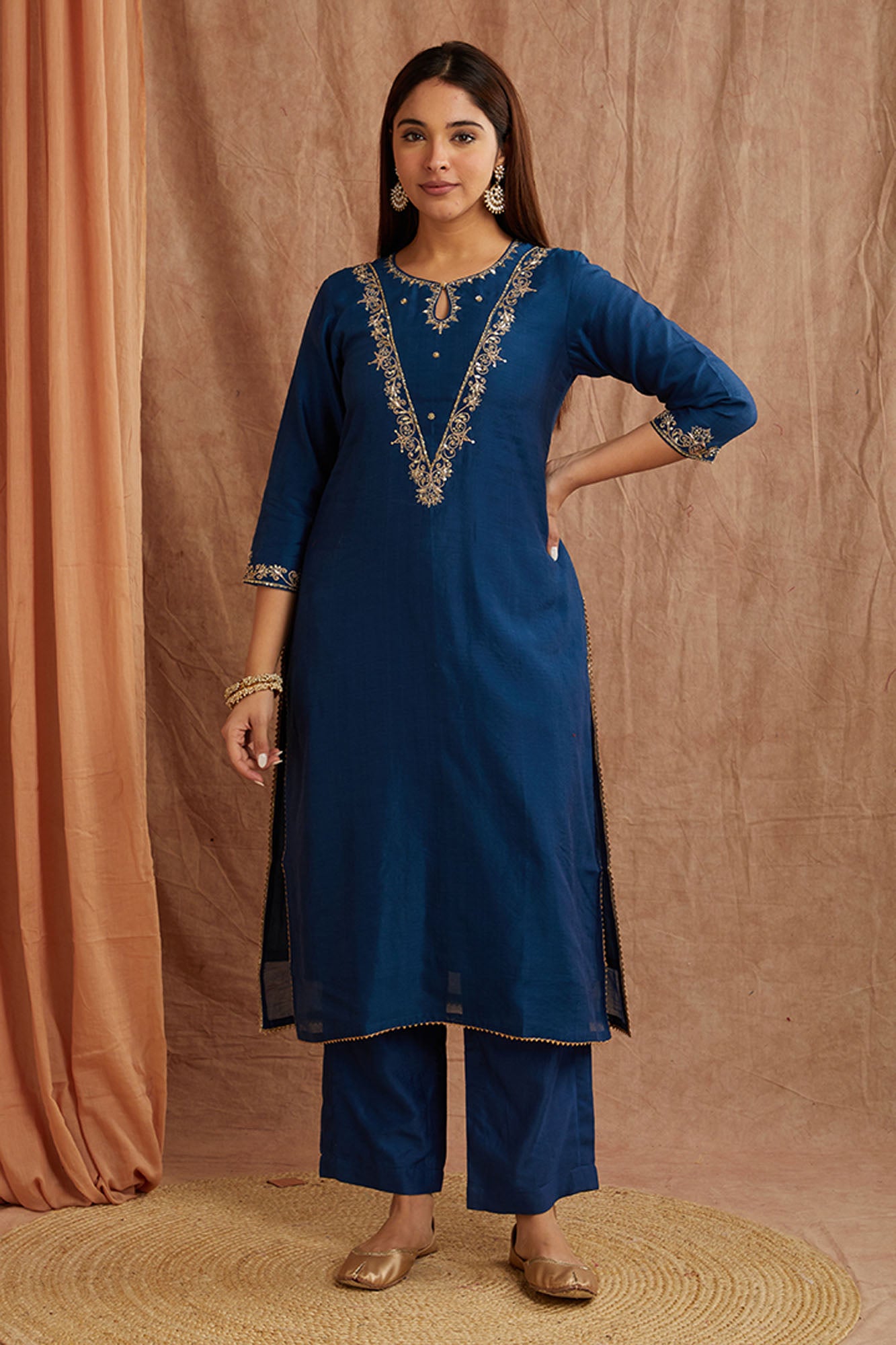 Blue Chanderi Silk Suitset