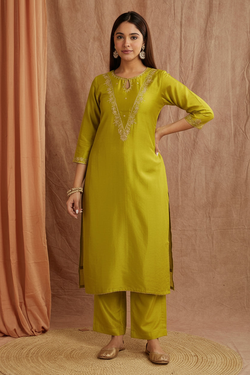 Blue Chanderi Silk Suitset