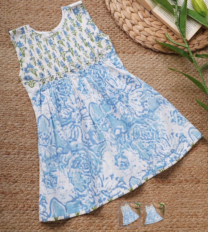 Blue Hand Block Printed Cotton Dress