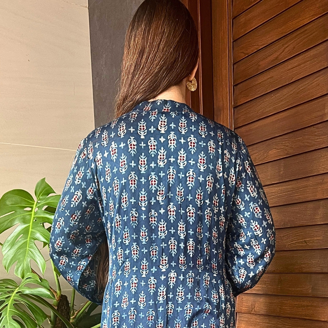 Blue Ajrakh Modal Dress