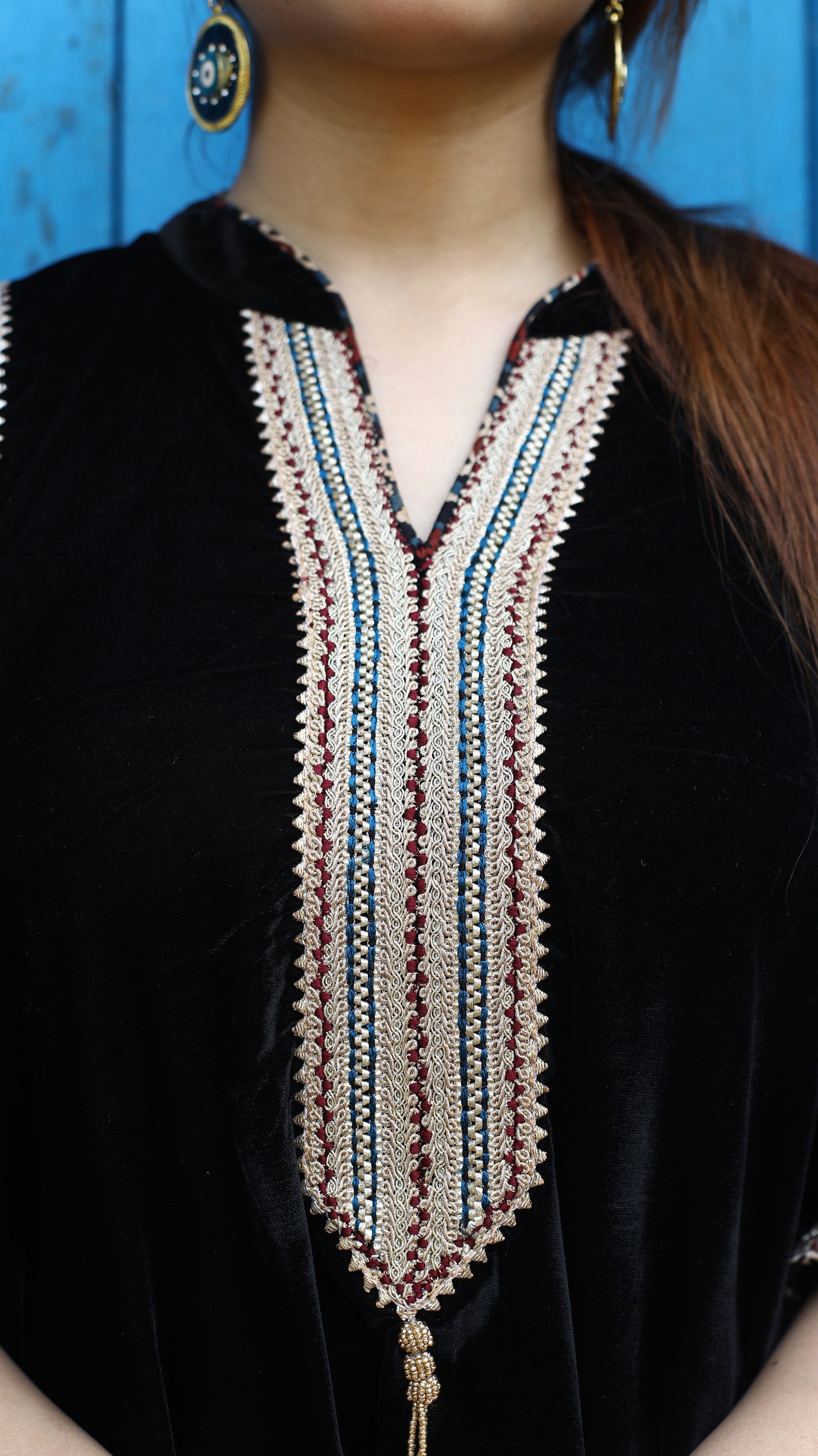 Black Velvet Silk embellished Cordset