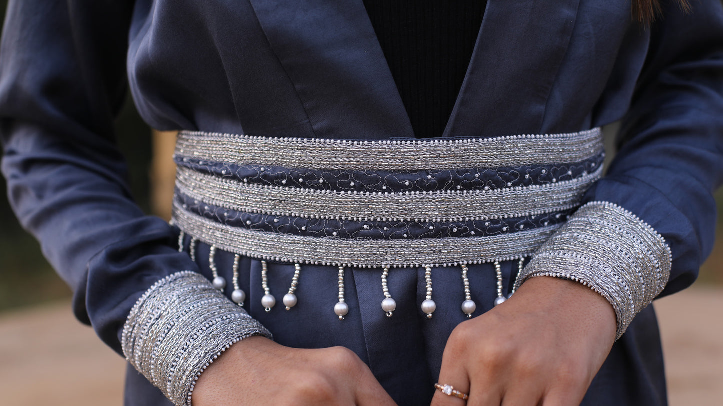 Grey modal Cordset with embellished belt