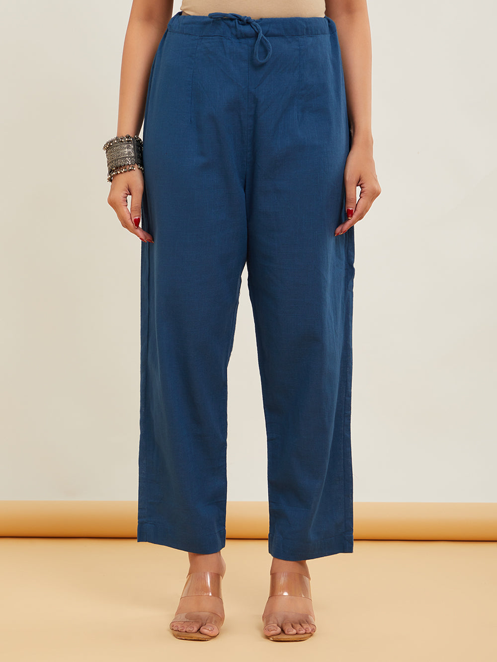 Blue Ajrakh Patch Work Cotton Kurta Suitset