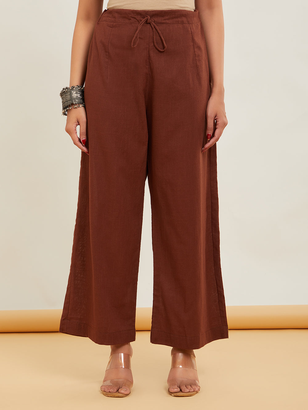 Burnt Sienna Cotton Slub Ajrakh Hand Kurta Pant