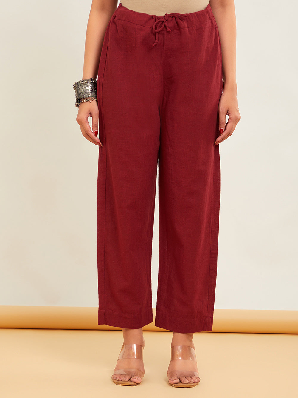 Red Ajrakh Patch Work Cotton Suitset