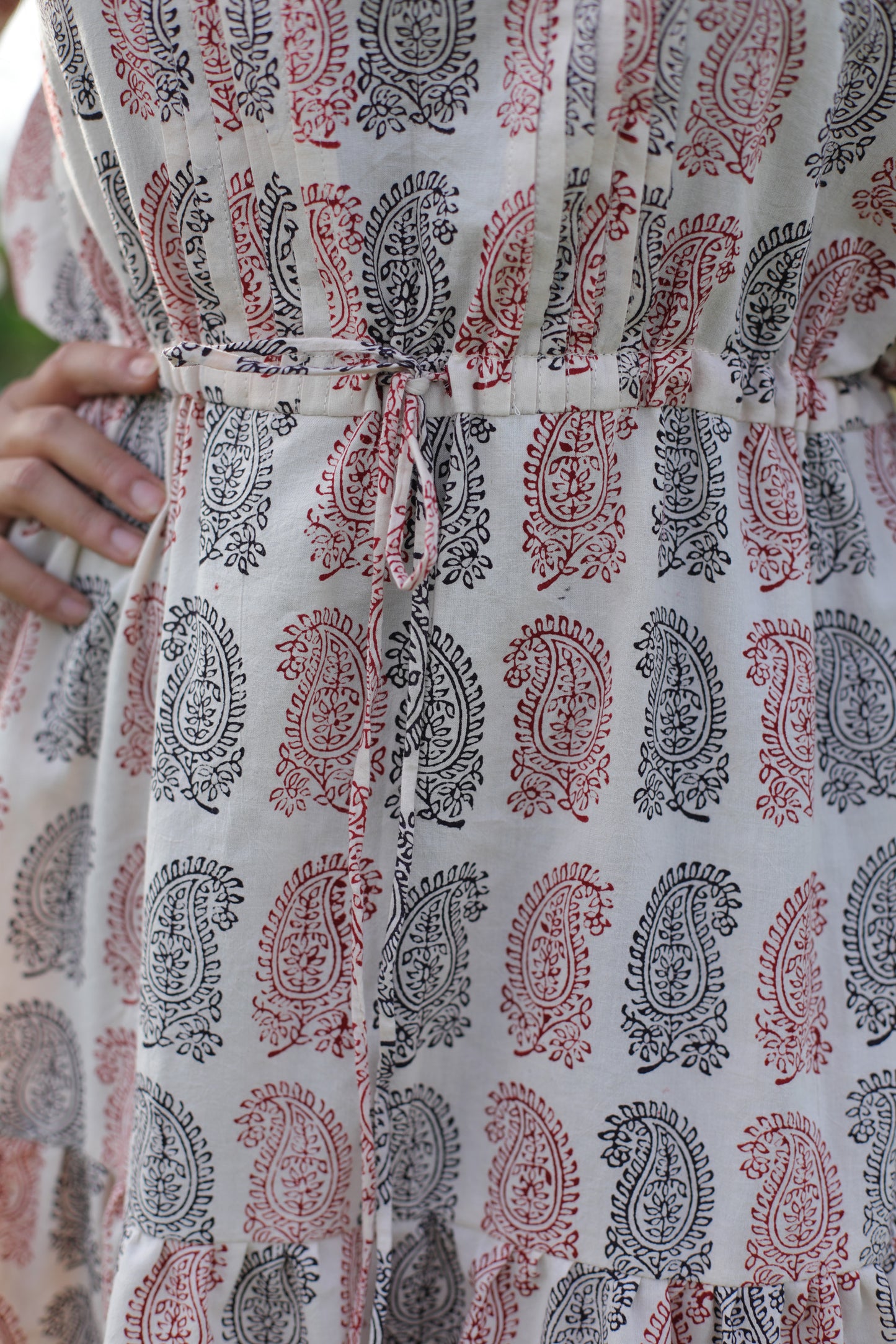 Bagh Print Off-white Paisley tier Dress