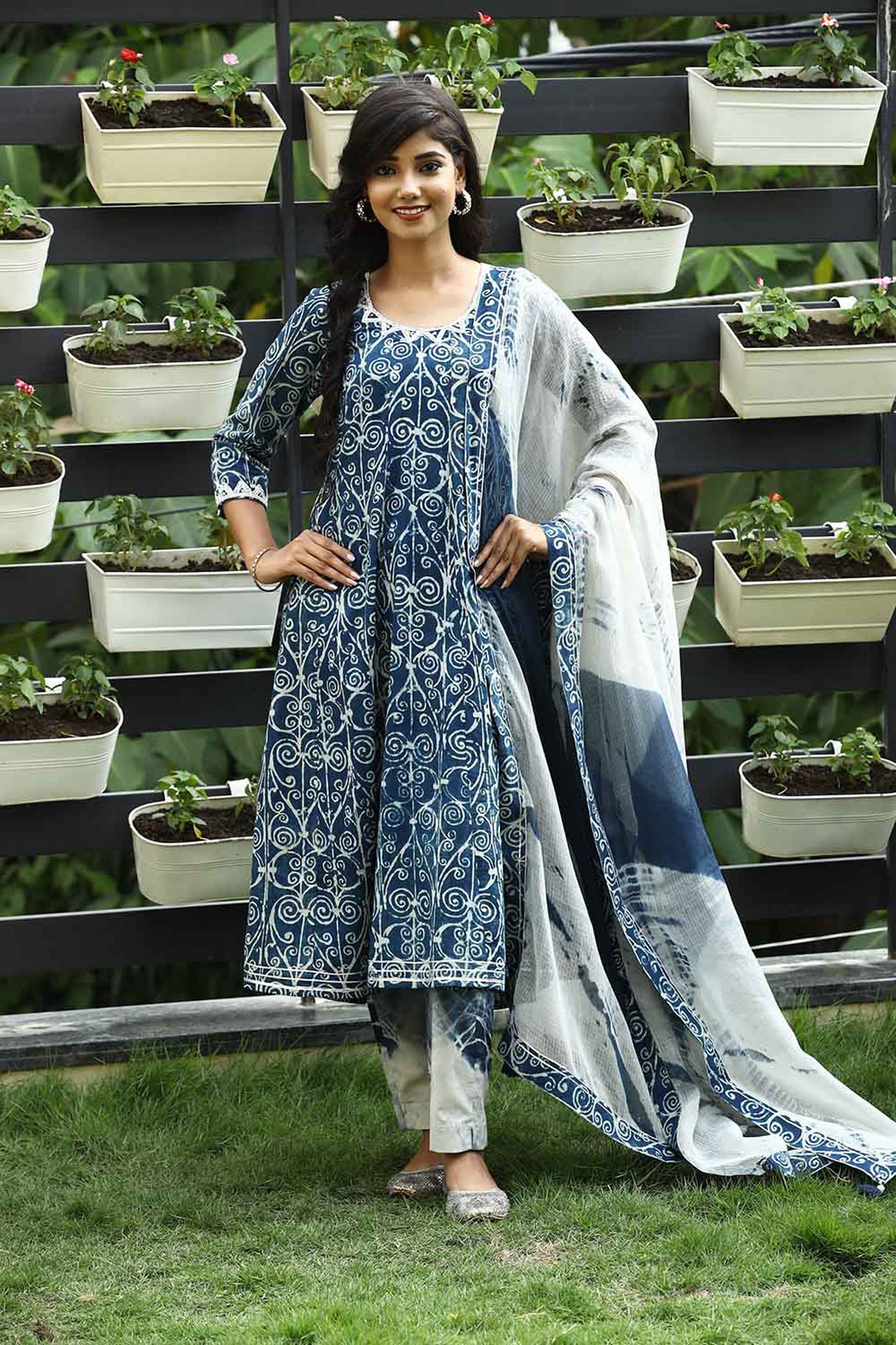 Indigo Beaded kurta