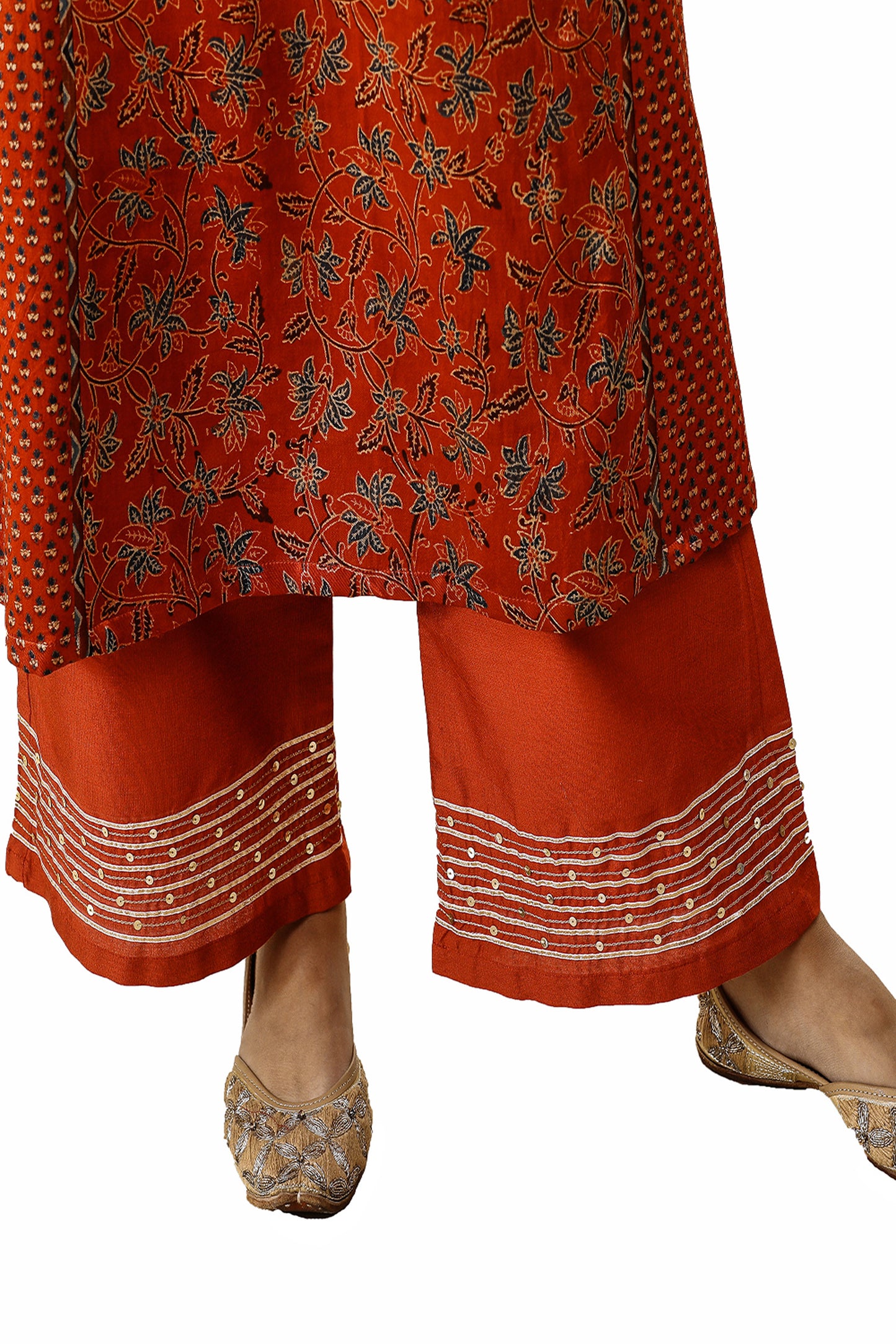 Red zari embroidered mashru silk suitset