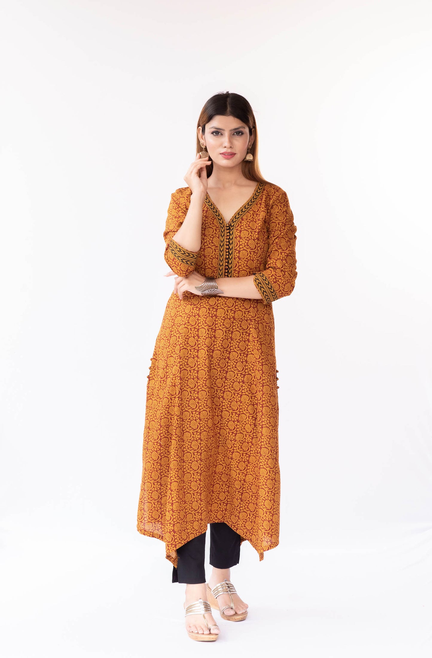 Mustard floral bagh print suitset