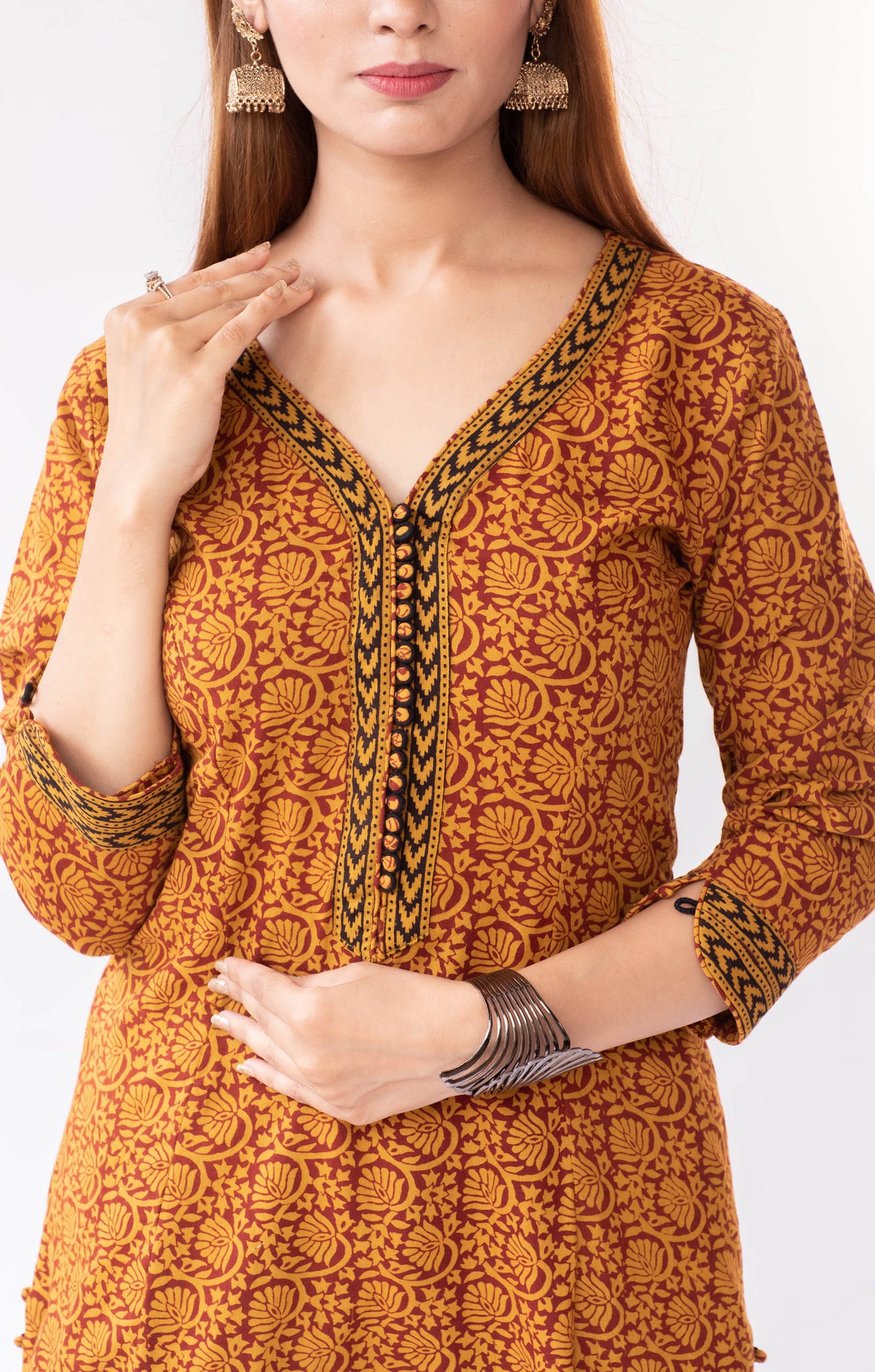Mustard floral bagh print suitset