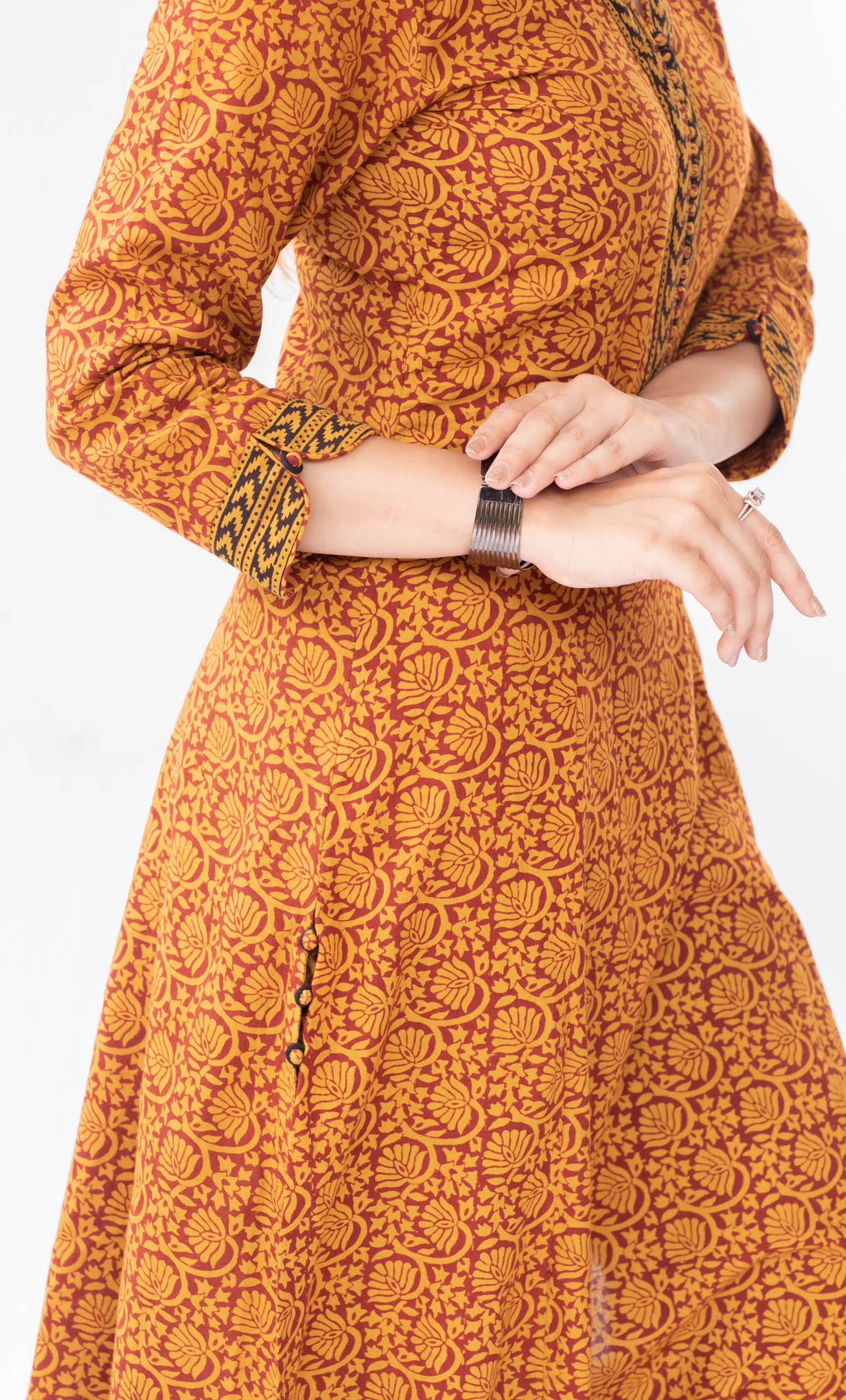Mustard floral bagh print suitset