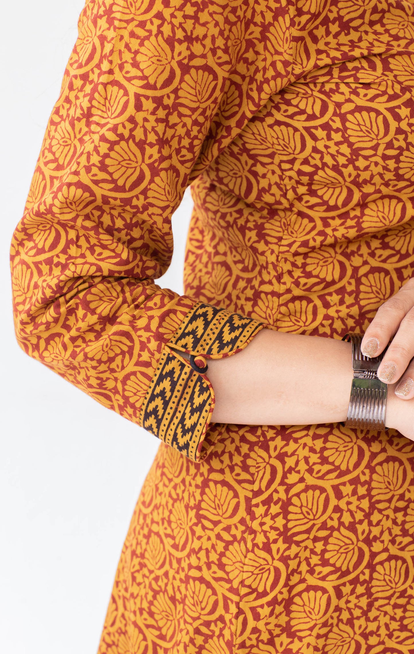 Mustard floral bagh print suitset