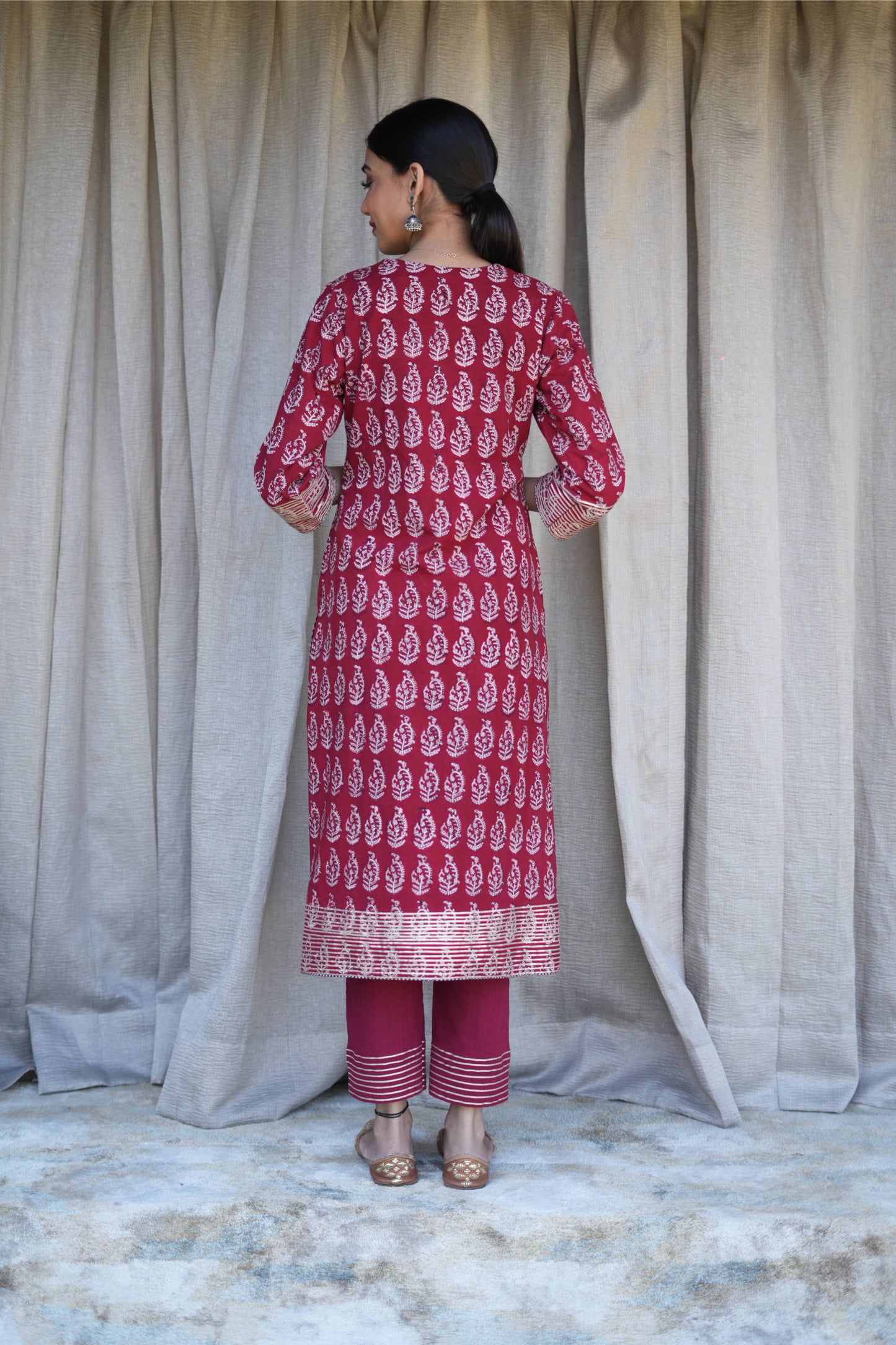 Red Bagh jaal print  Gotta Work Kurta