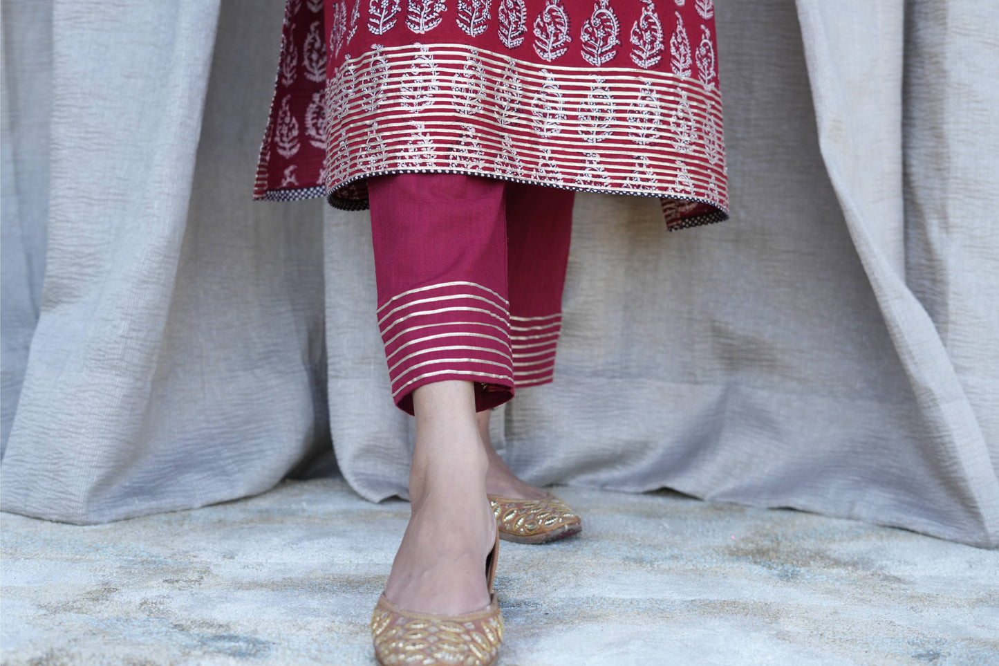 Red Bagh jaal print Gotta Work Kurta