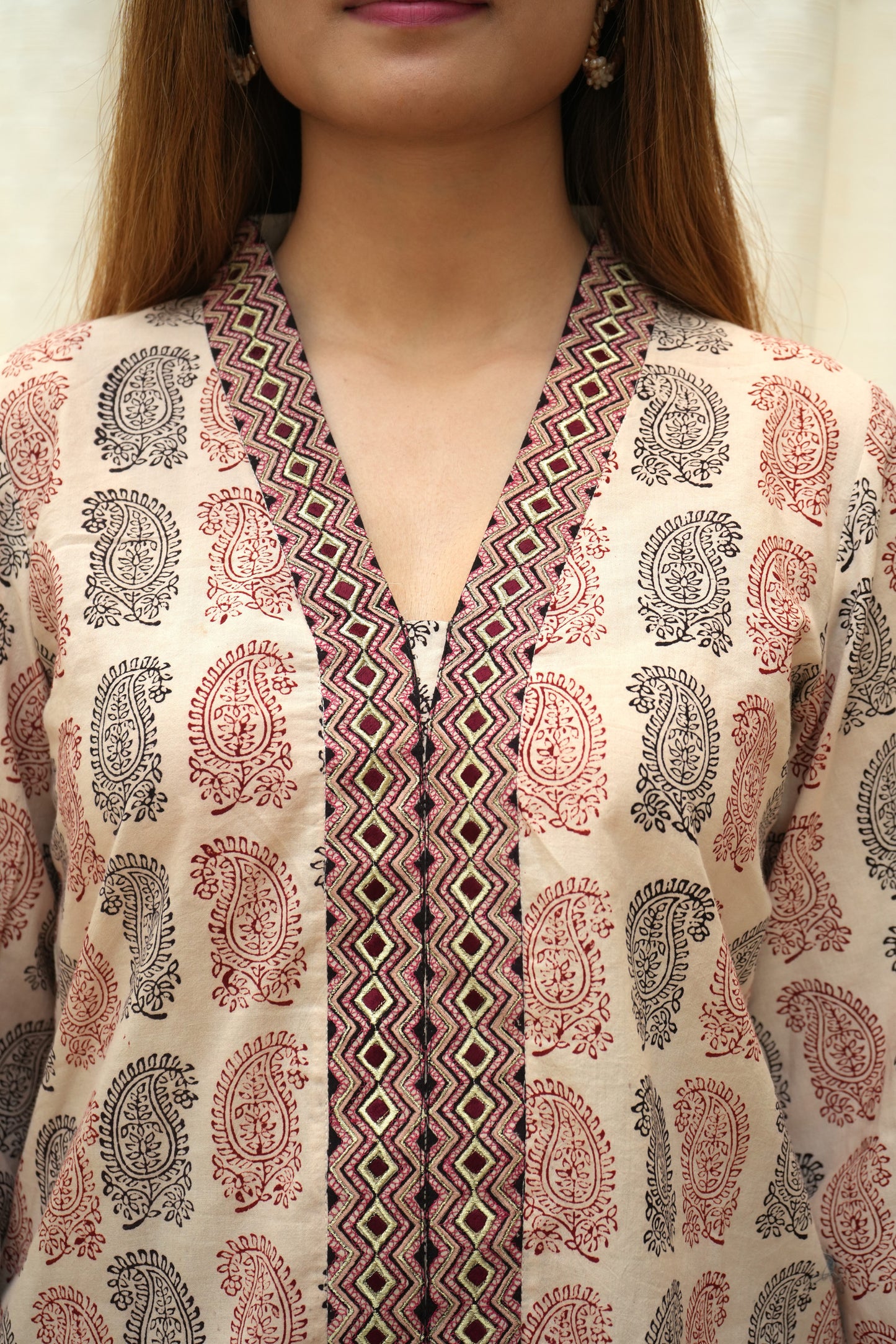 Bagh Print silk embroidered Cord set