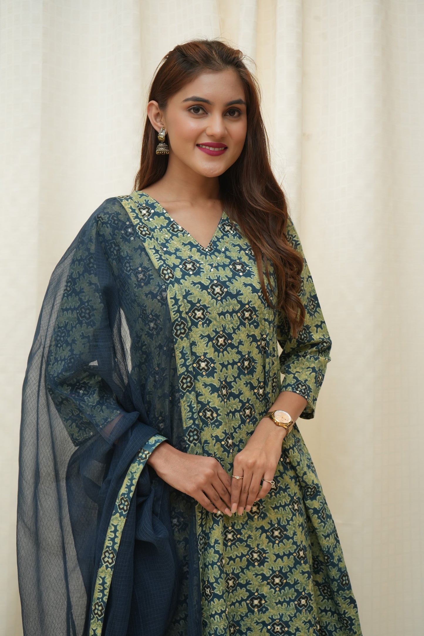 Green blue mirror work Suitset