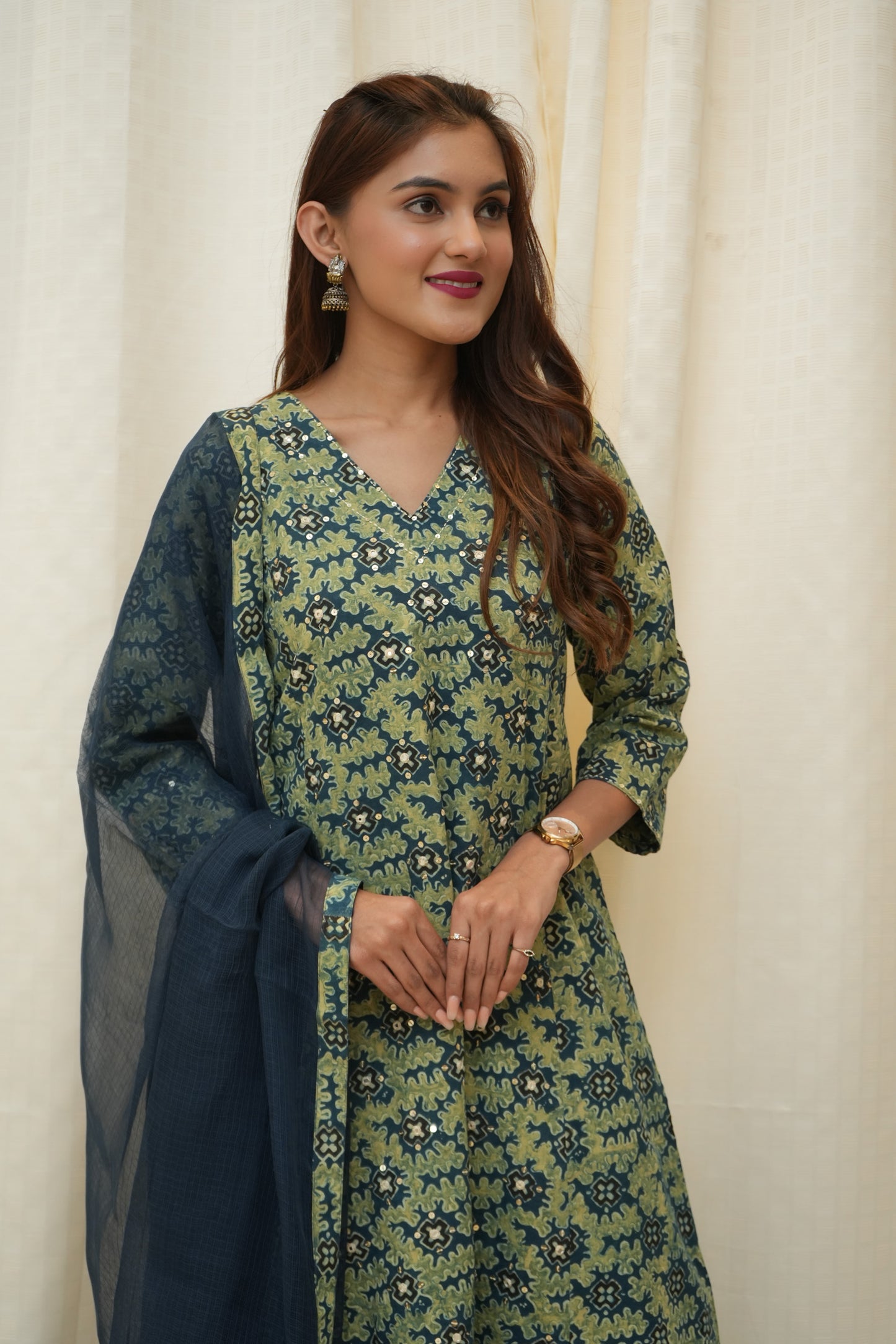 Green blue mirror work Suitset