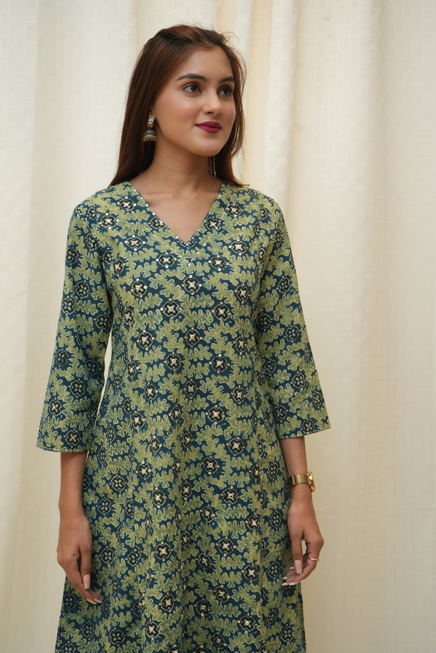 Green blue mirror work Suitset