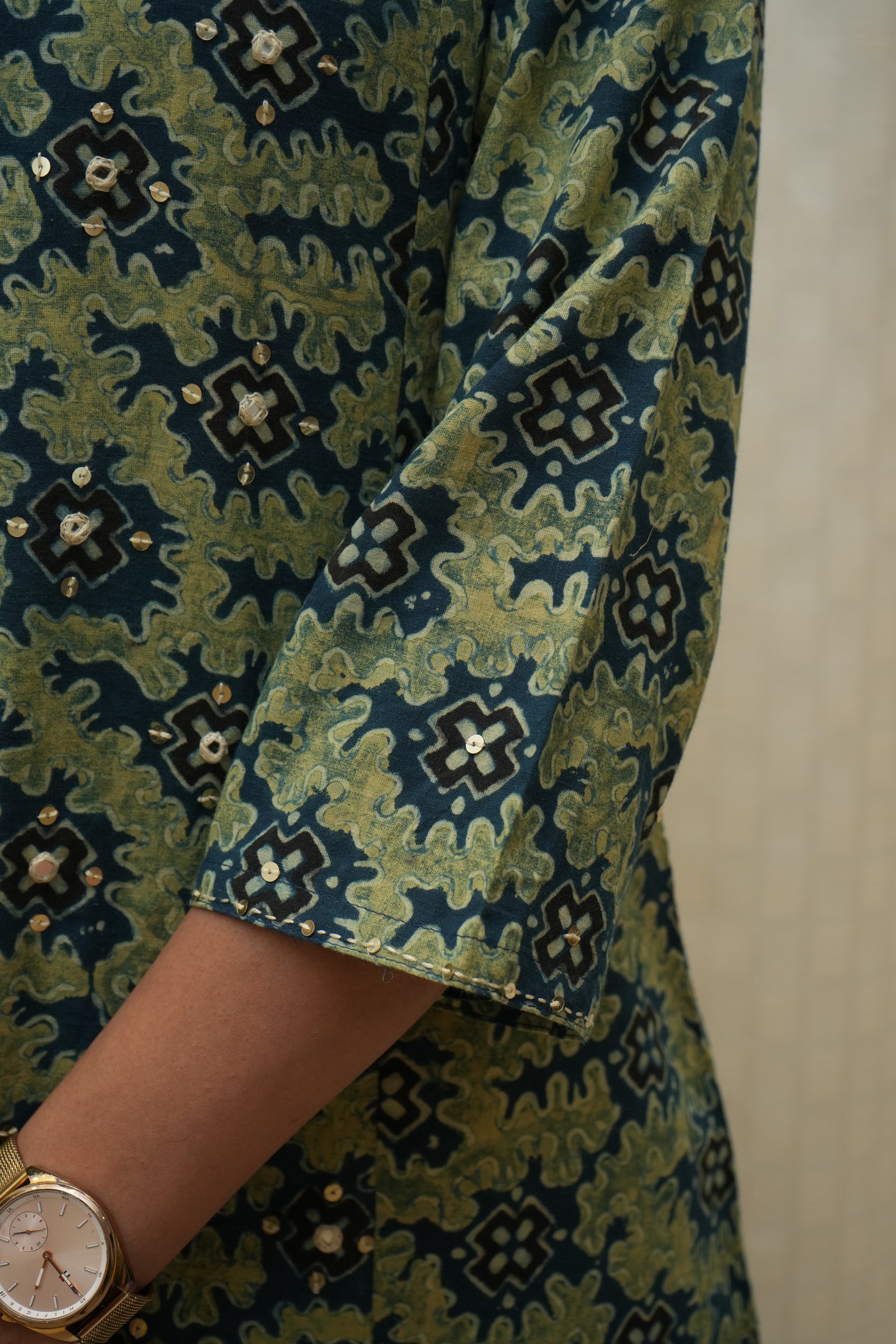 Green blue mirror work Suitset