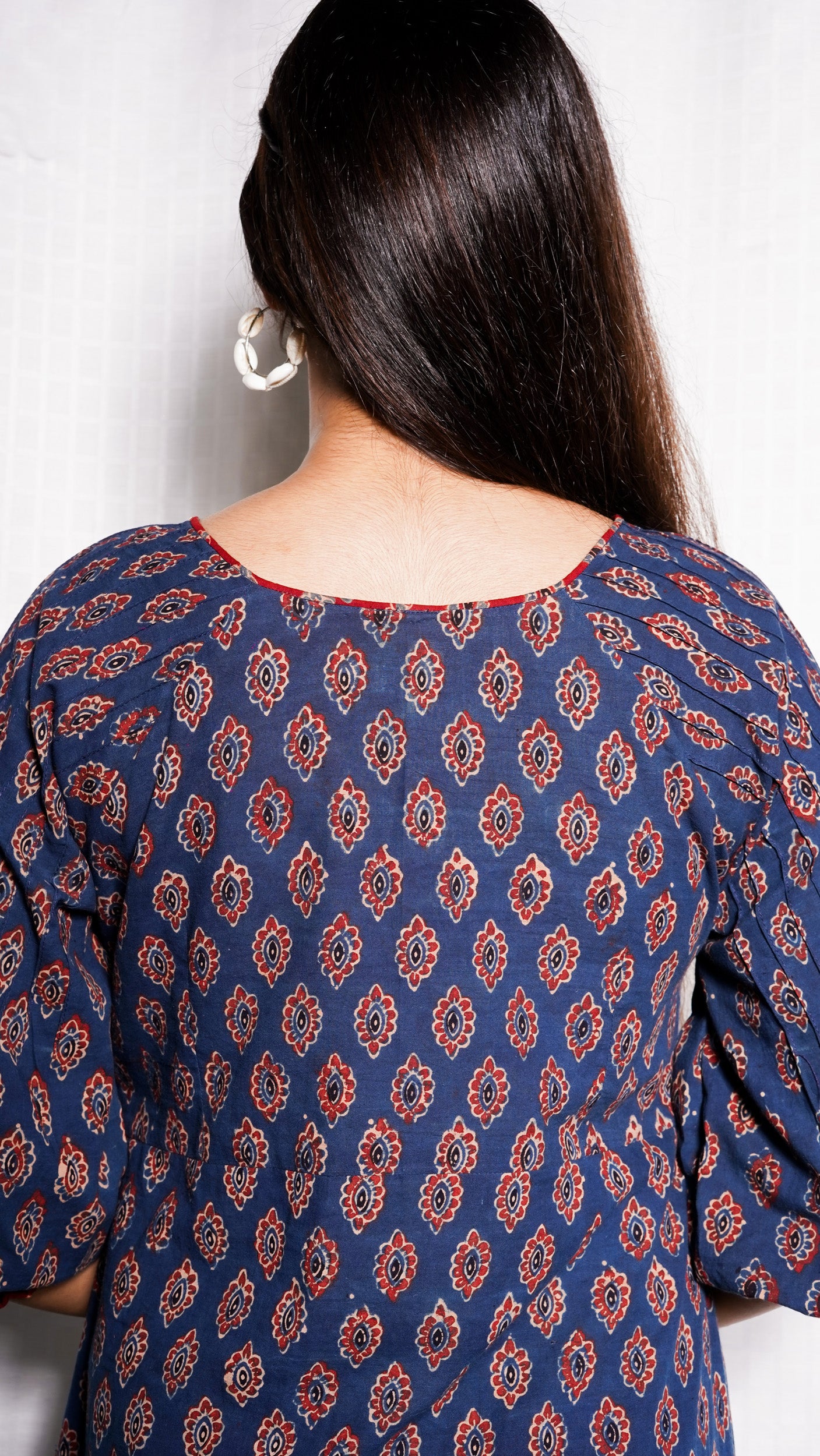 Blue Buti Print Hand work Kurta Pant