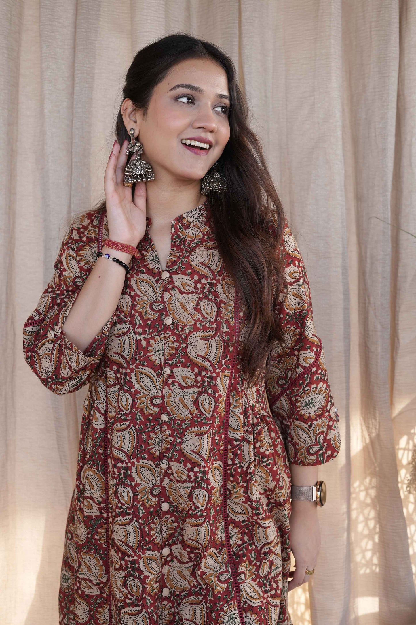 Rust Kalamkari Cord Set