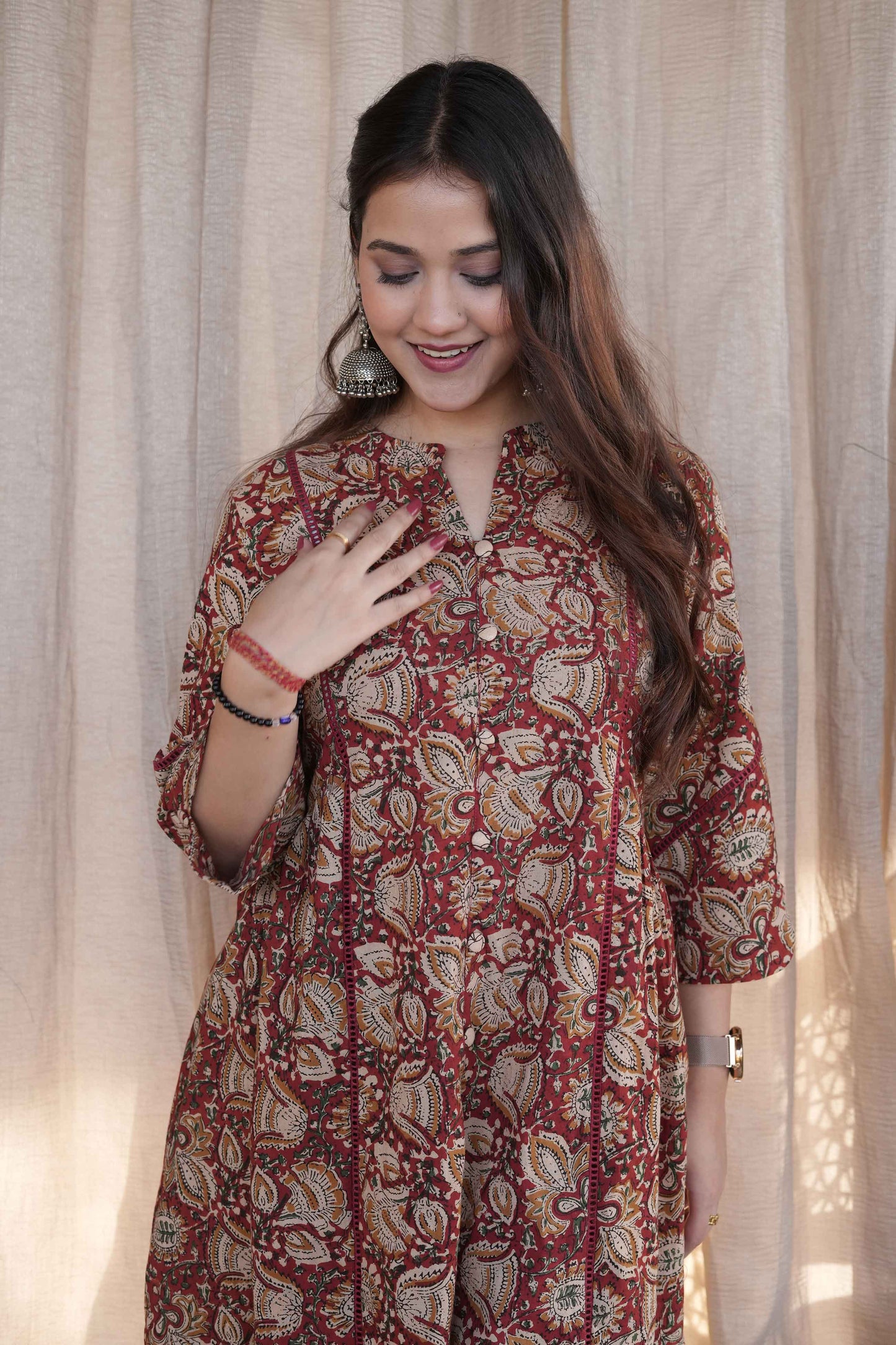 Rust Kalamkari Cord Set