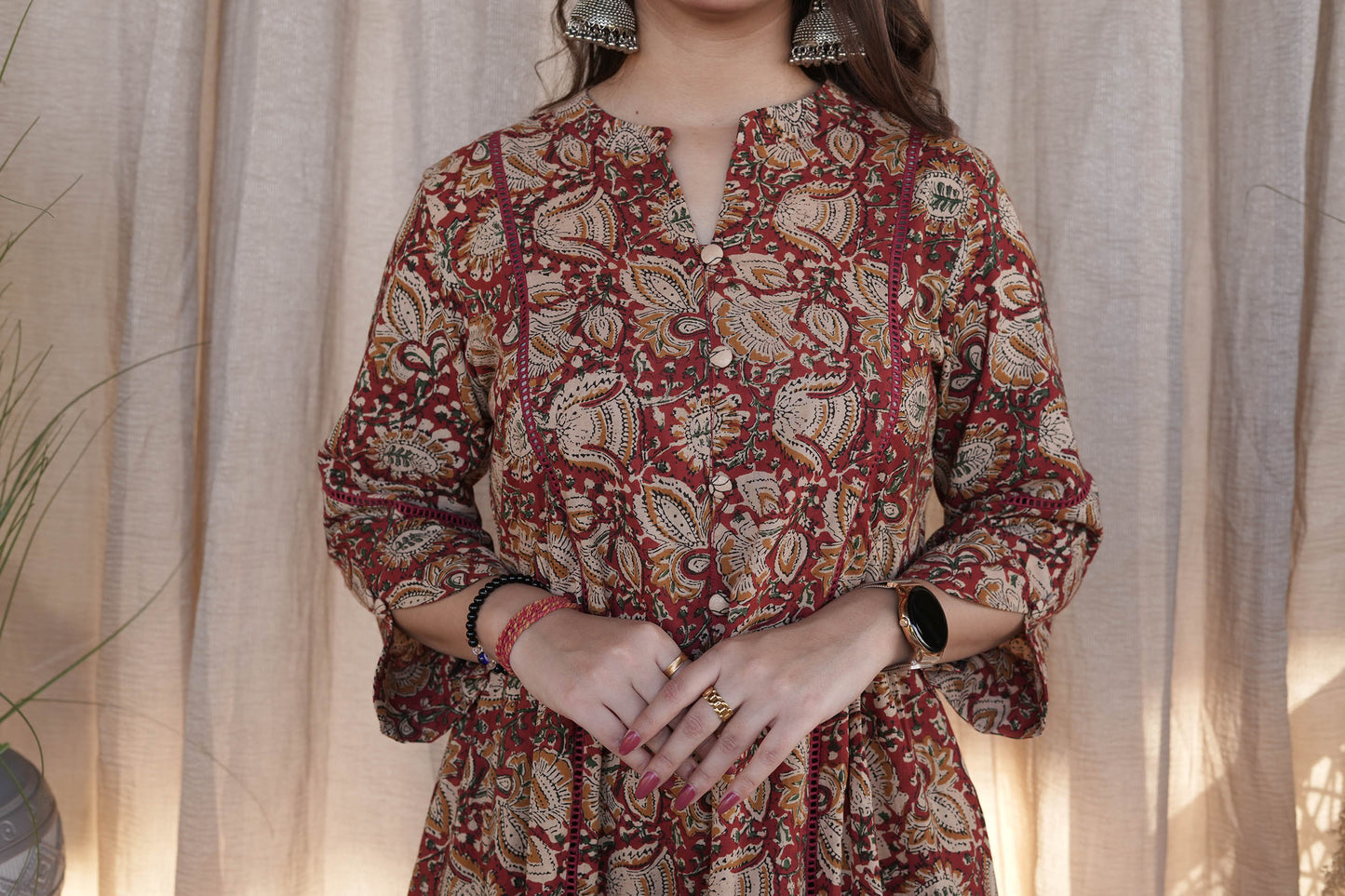 Rust Kalamkari Cord Set