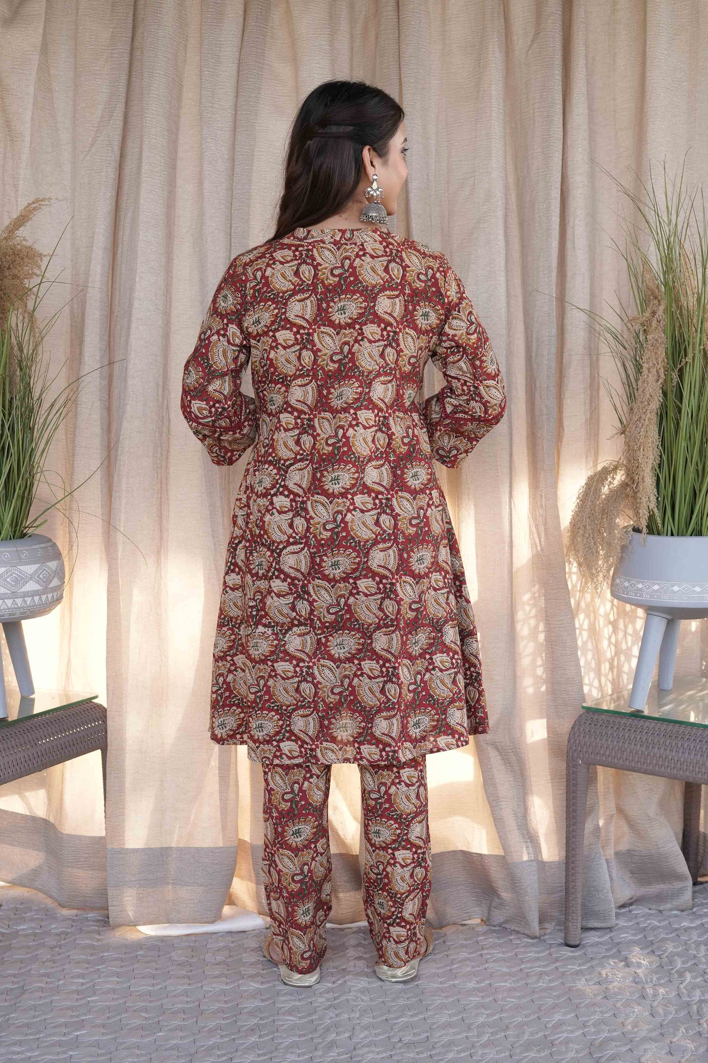 Rust Kalamkari Cord Set