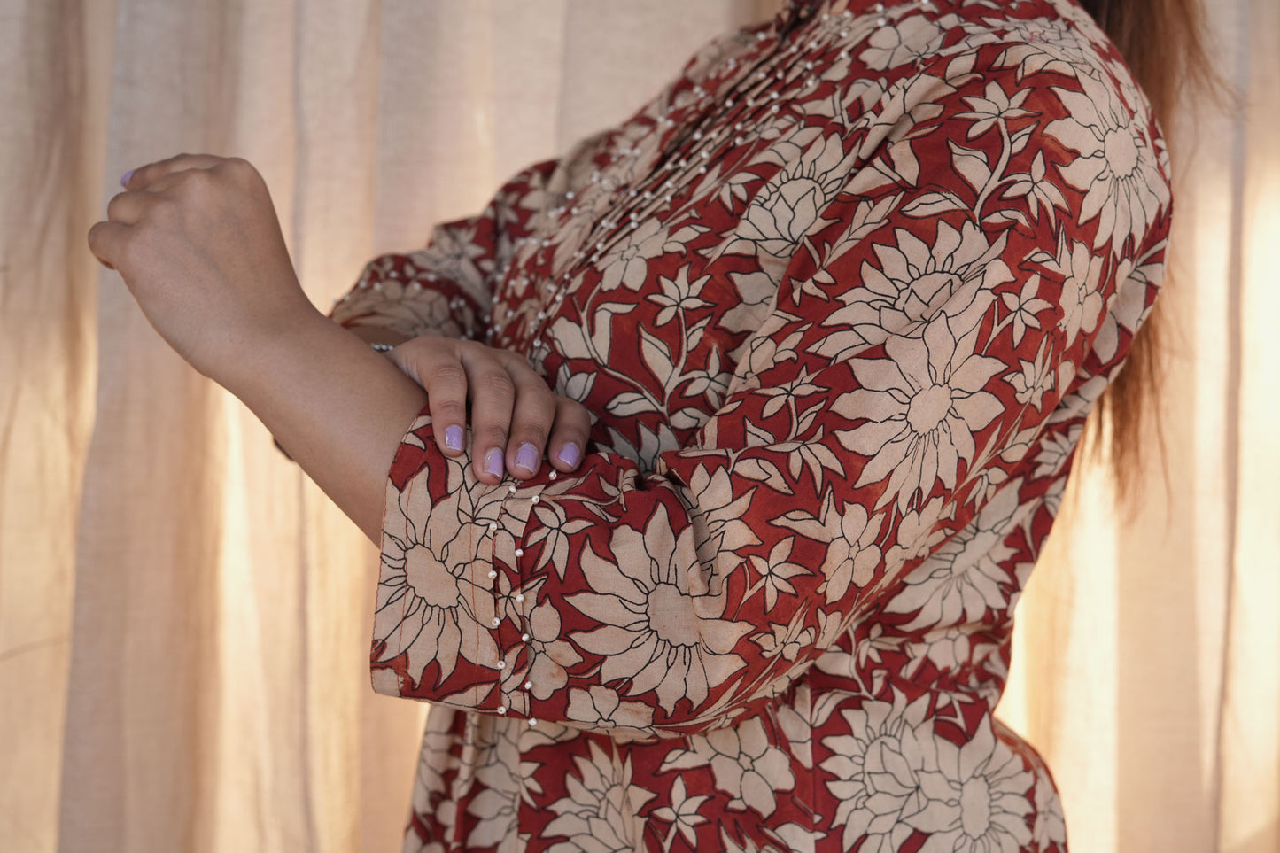 Red Floral Kalamkari Co-ord Set