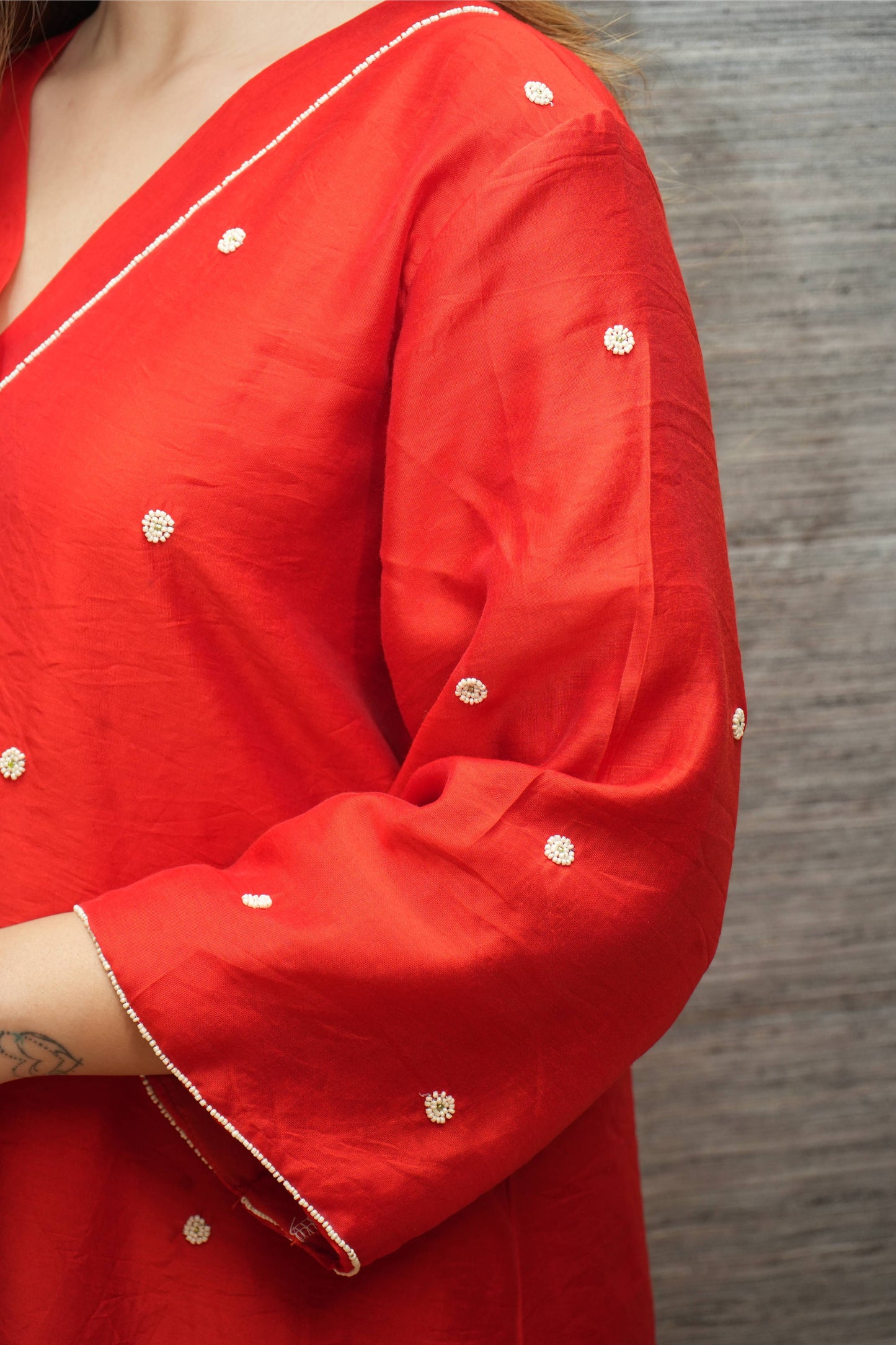 Chanderi Beaded Work Kurta And Pant