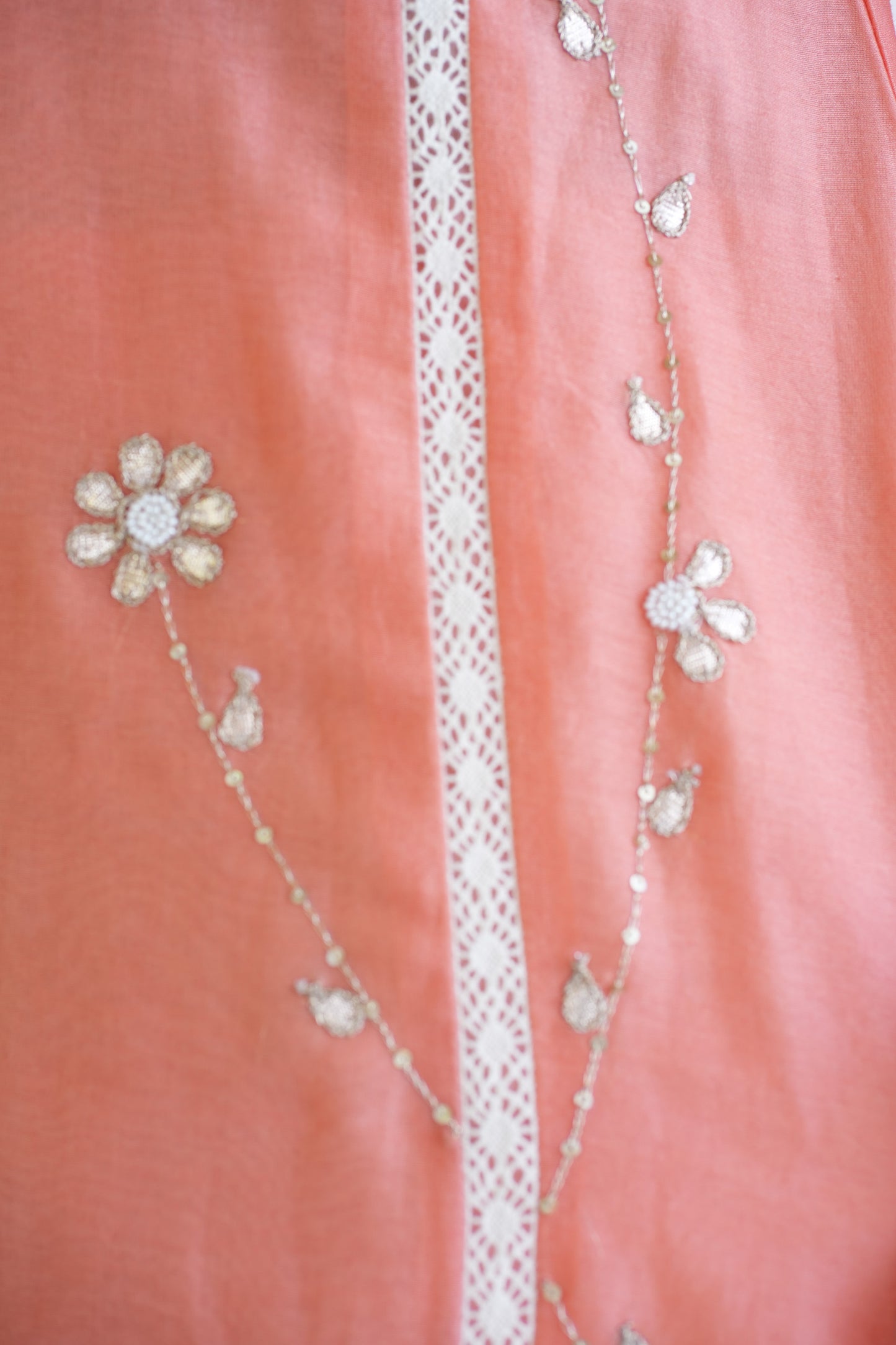 Purple Chanderi Lace Work Gotta Patti Kurta And Pant