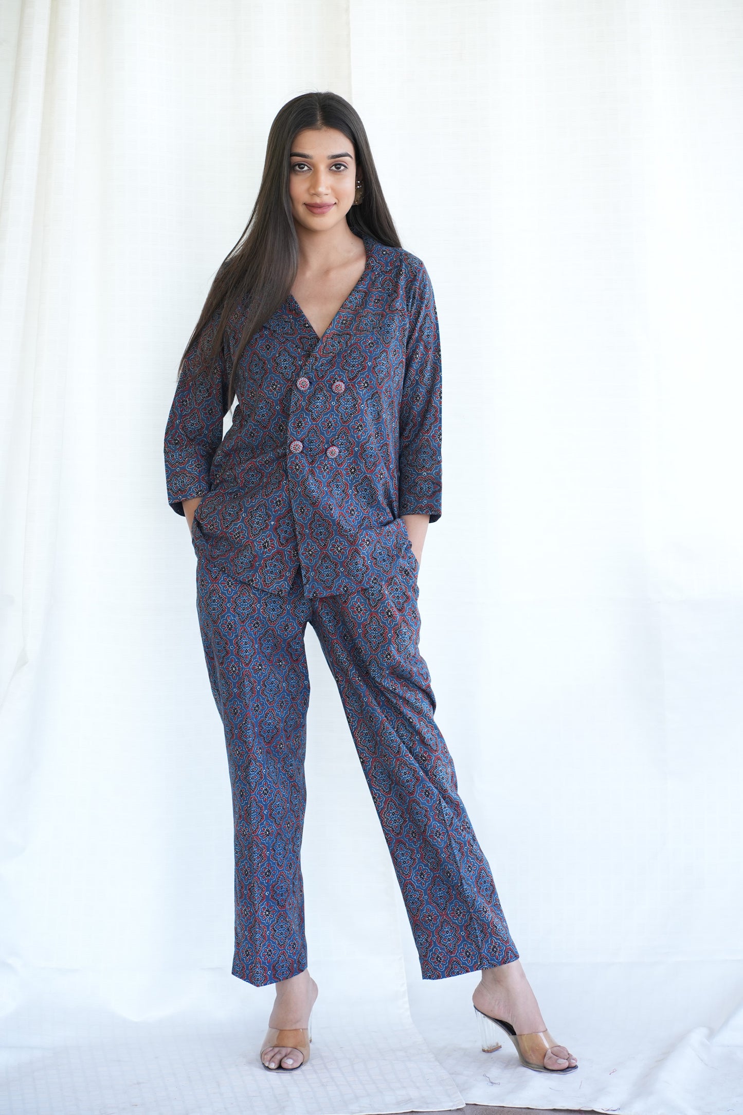 Blue Ajrakh Cordset