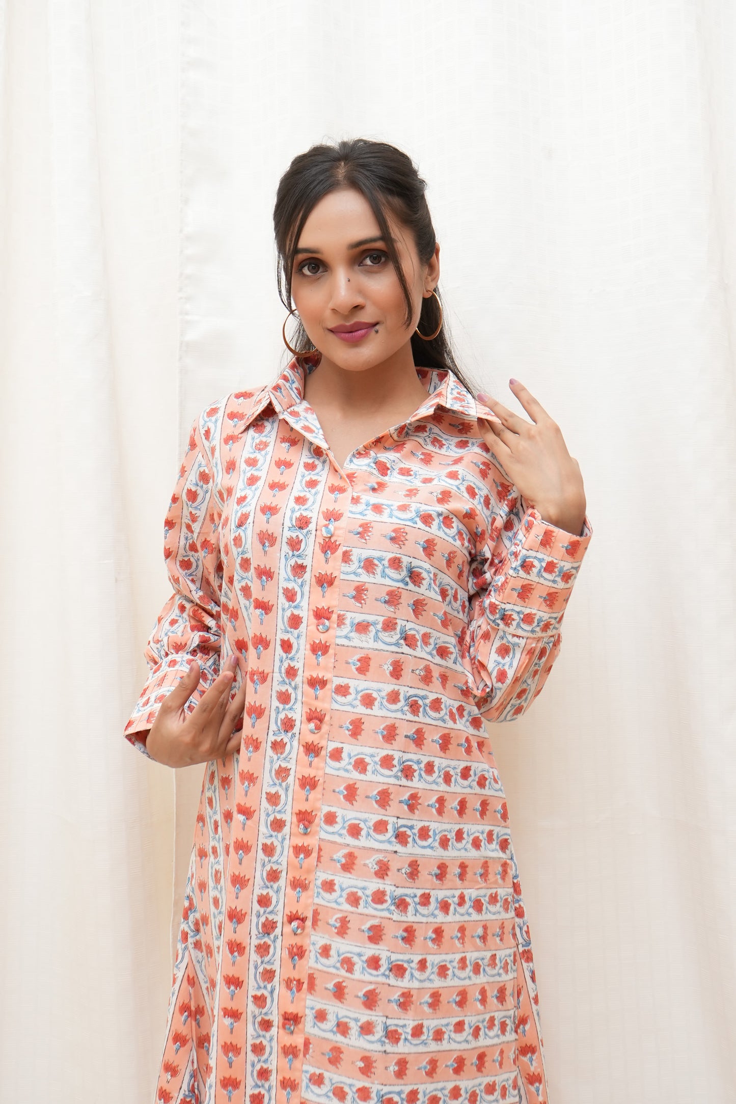 Orange Striped floral dress