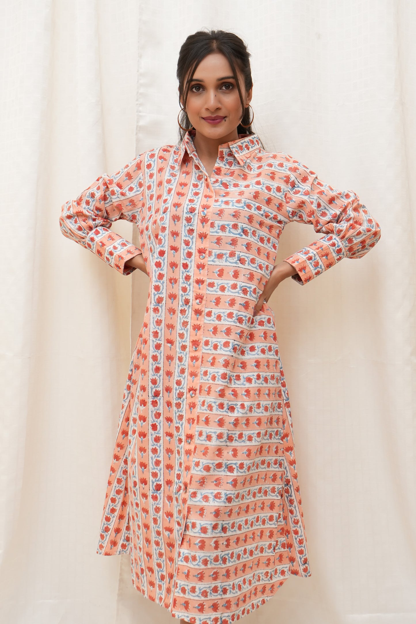 Orange Striped floral dress