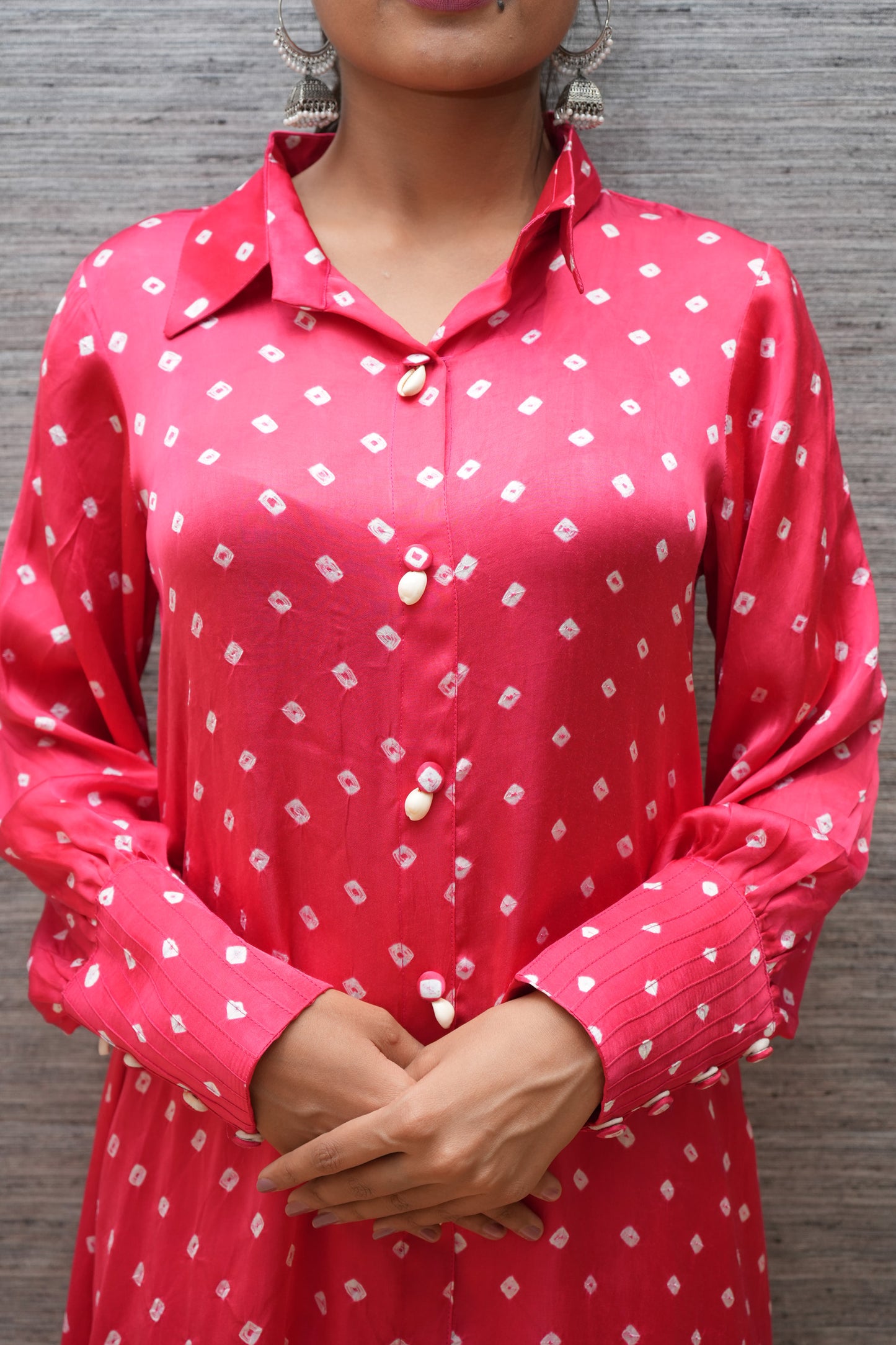 Pink Bandhani modal Cord set