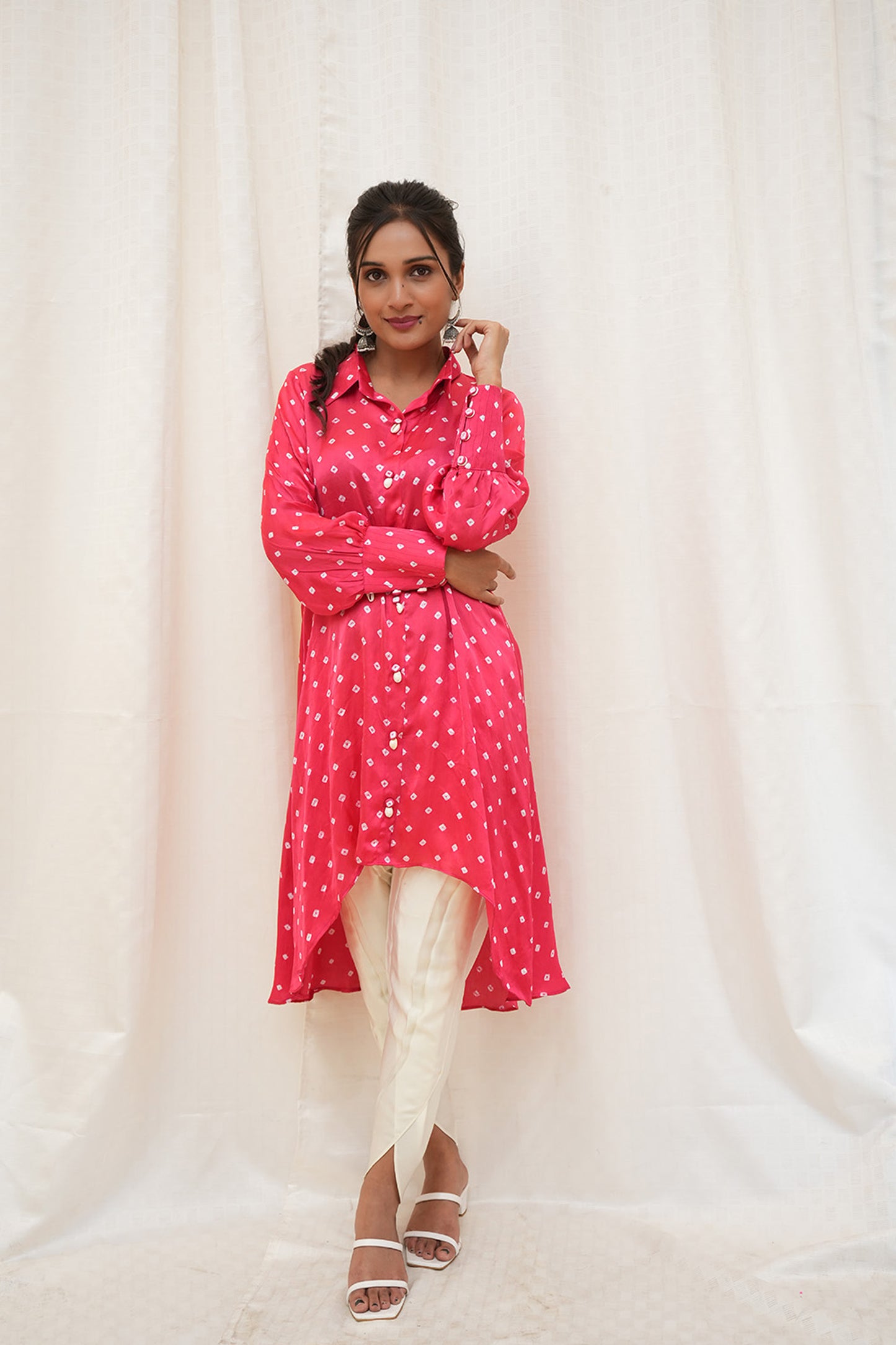 Pink Bandhani modal Cord set