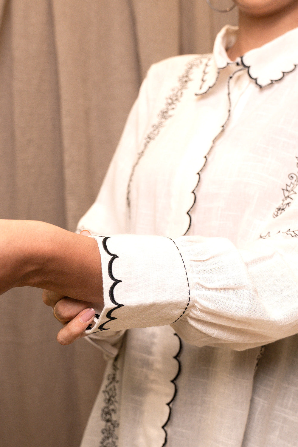 Cotton Linen Embroidered Shirt