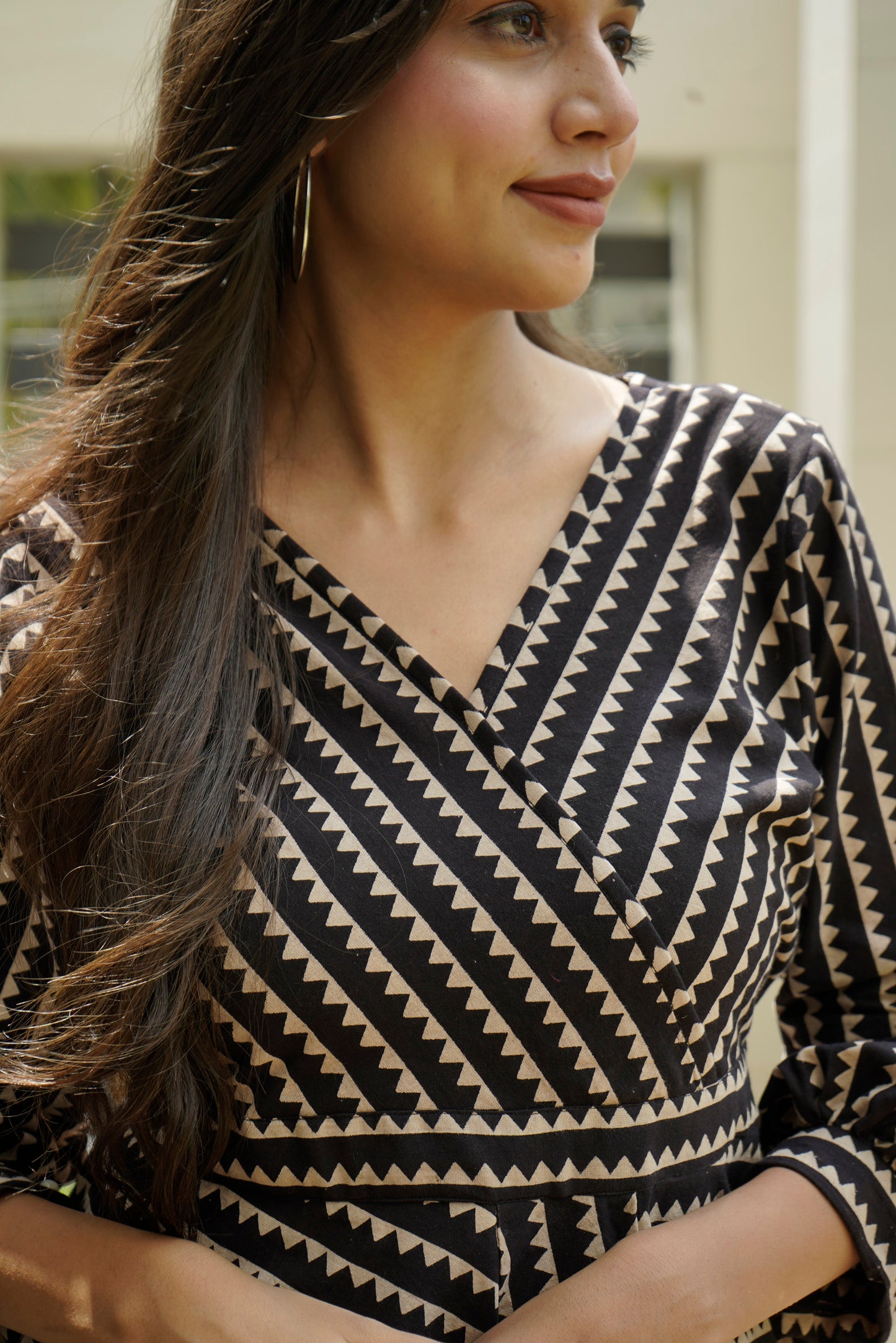 Black zigzag cotton cordset