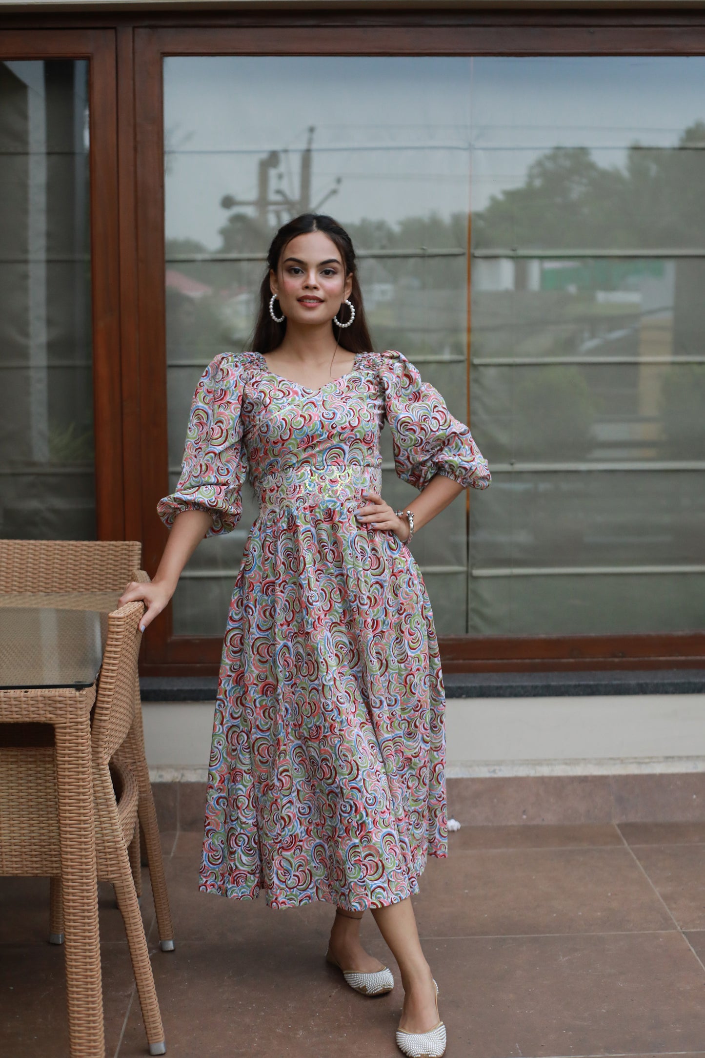 Multicolor sequence embellished dress