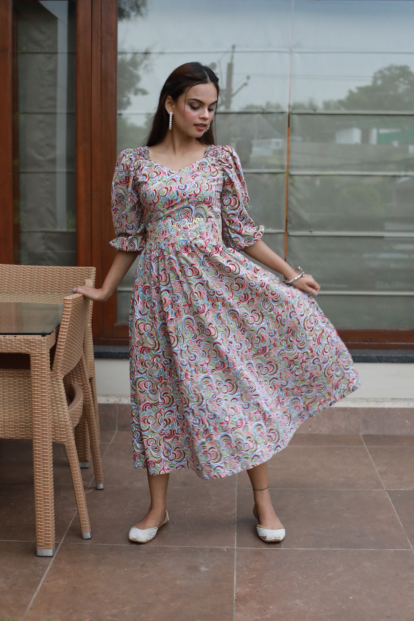 Multicolor sequence embellished dress