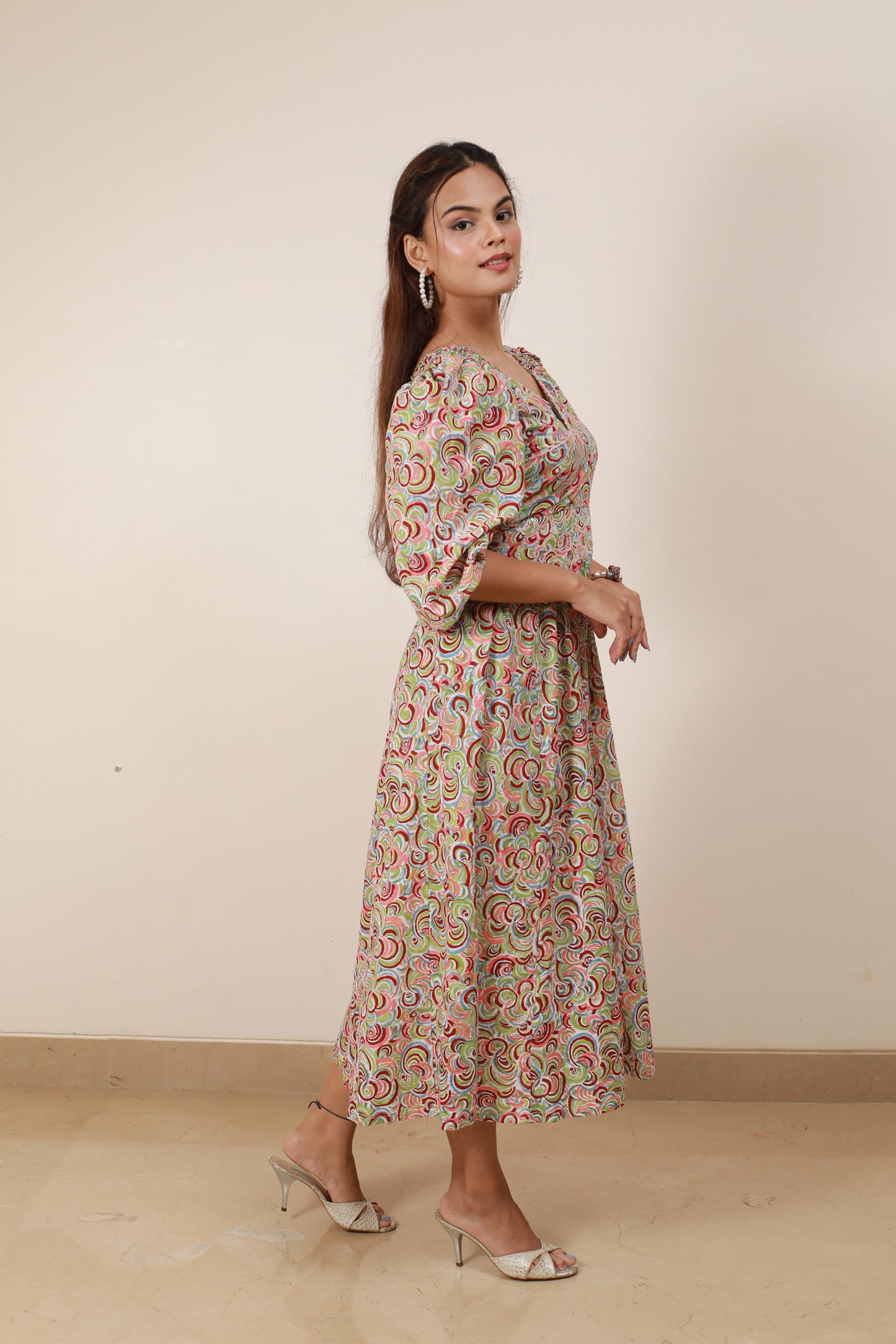 Multicolor sequence embellished dress