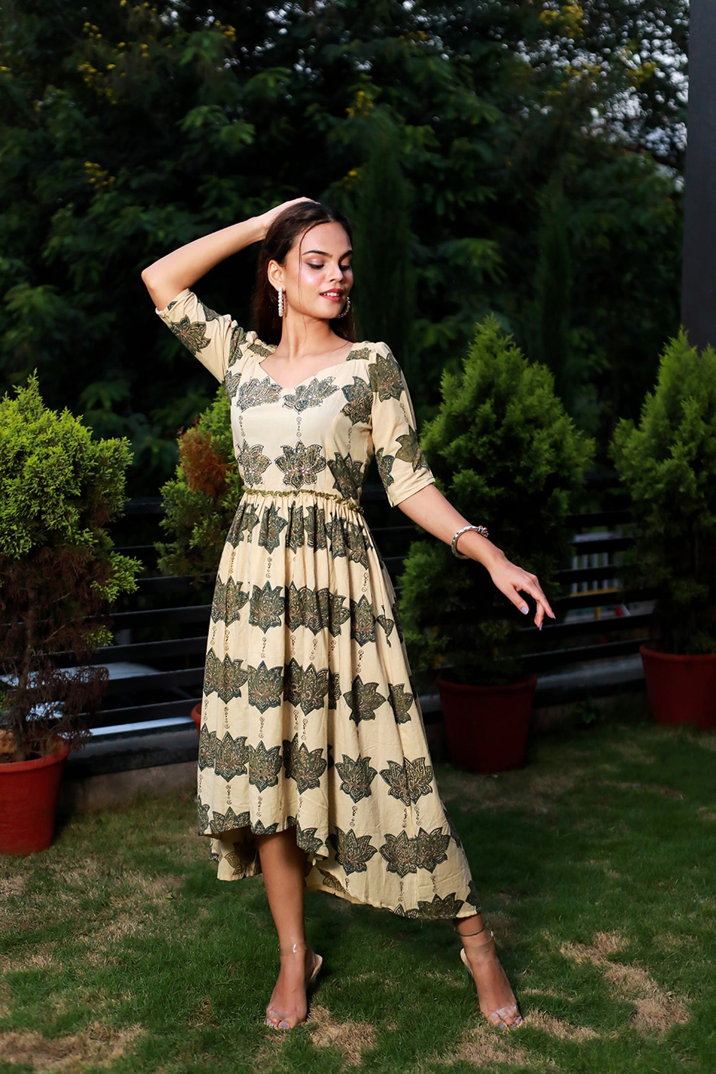 Ajrakh lotus dress