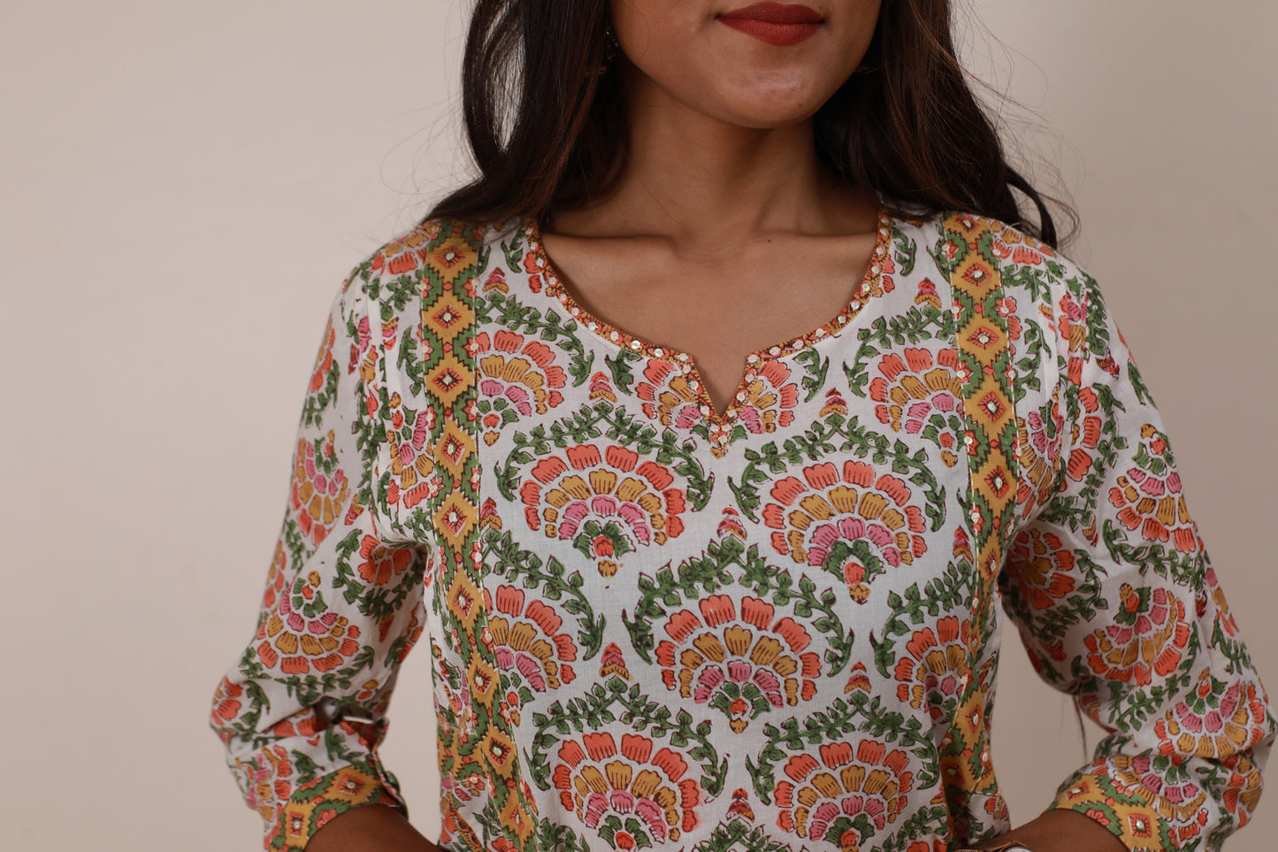 Yellow OG shape Printed Multicolor Kurta