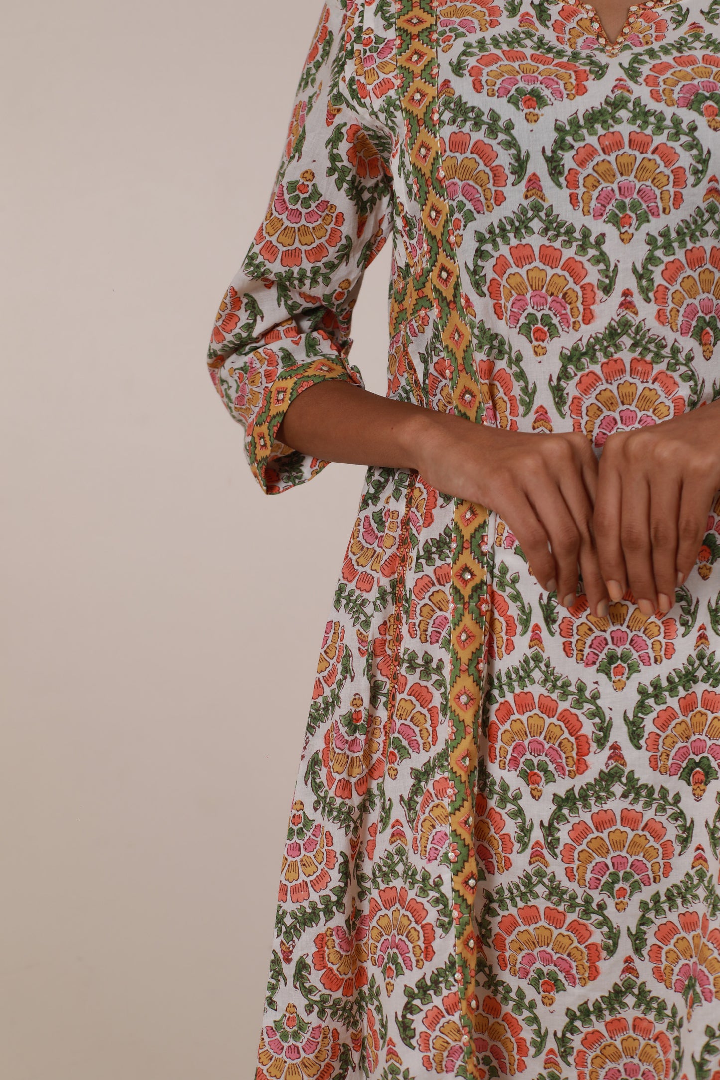 Yellow OG shape Printed Multicolor Kurta