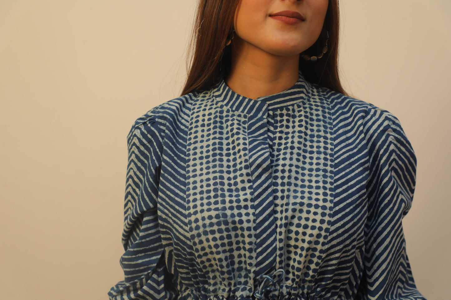 Indigo Zigzag Top