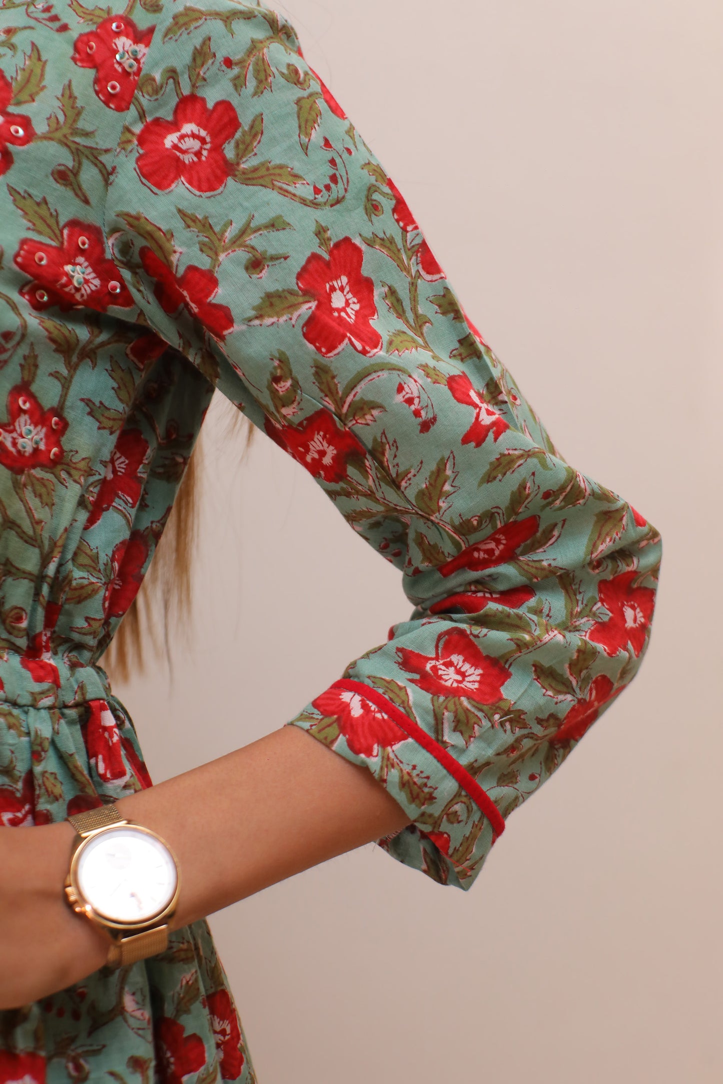 Green Sequence Embellished Wrap Dress