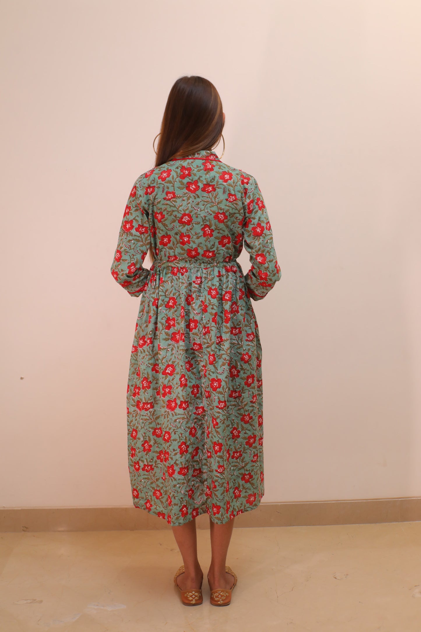 Green Sequence Embellished Wrap Dress
