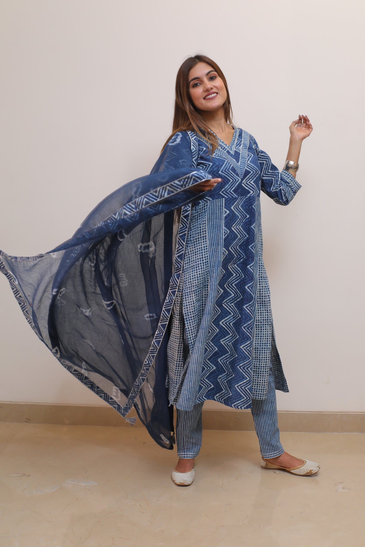 Indigo zigzag Kurta