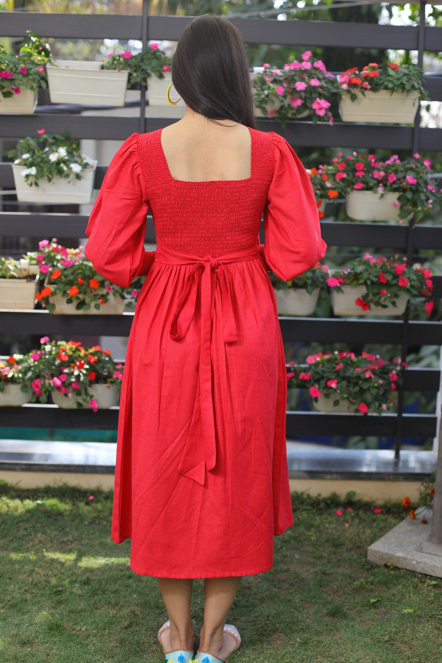 Cotton Red smocking dress
