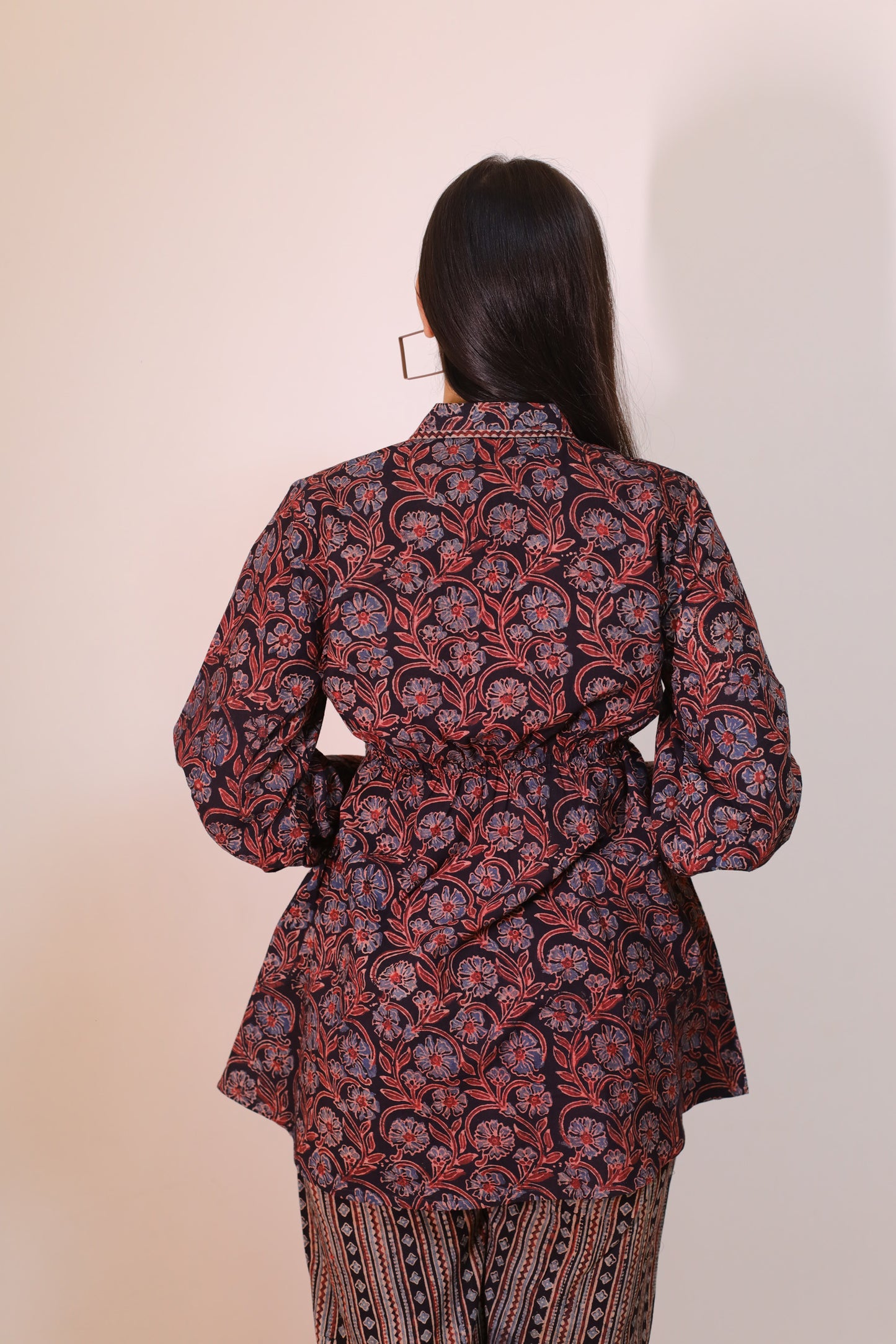 Black Ajrakh print Wrap top